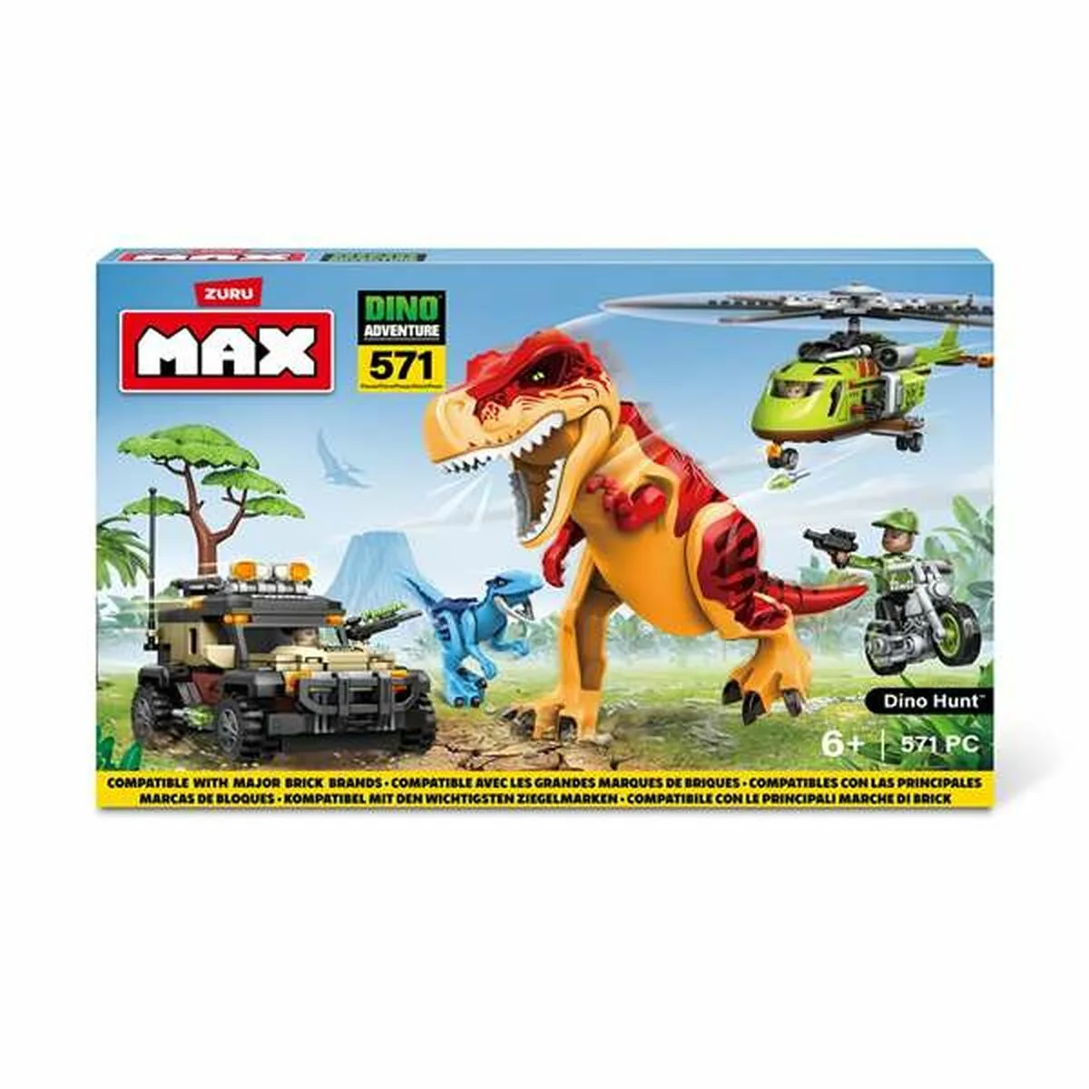 JUEGO DE CONSTRUCCIÓN + FIGURAS ZURU MAX DINO 33 X 48,3 X 7,6 CM 592 PIEZAS
