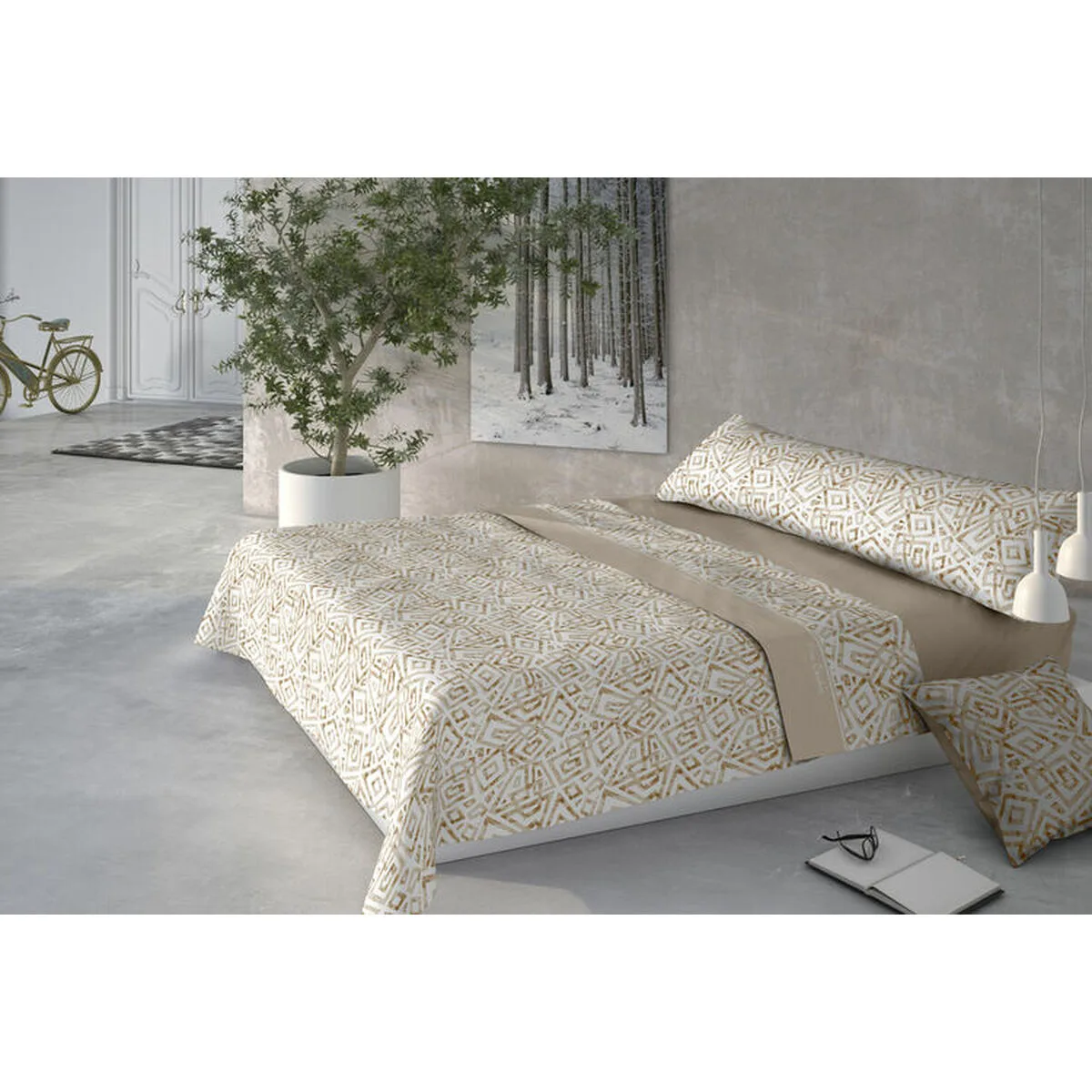 JUEGO DE SÁBANAS PIERRE CARDIN CORALINA MARMOL BEIGE CAMA DE 135