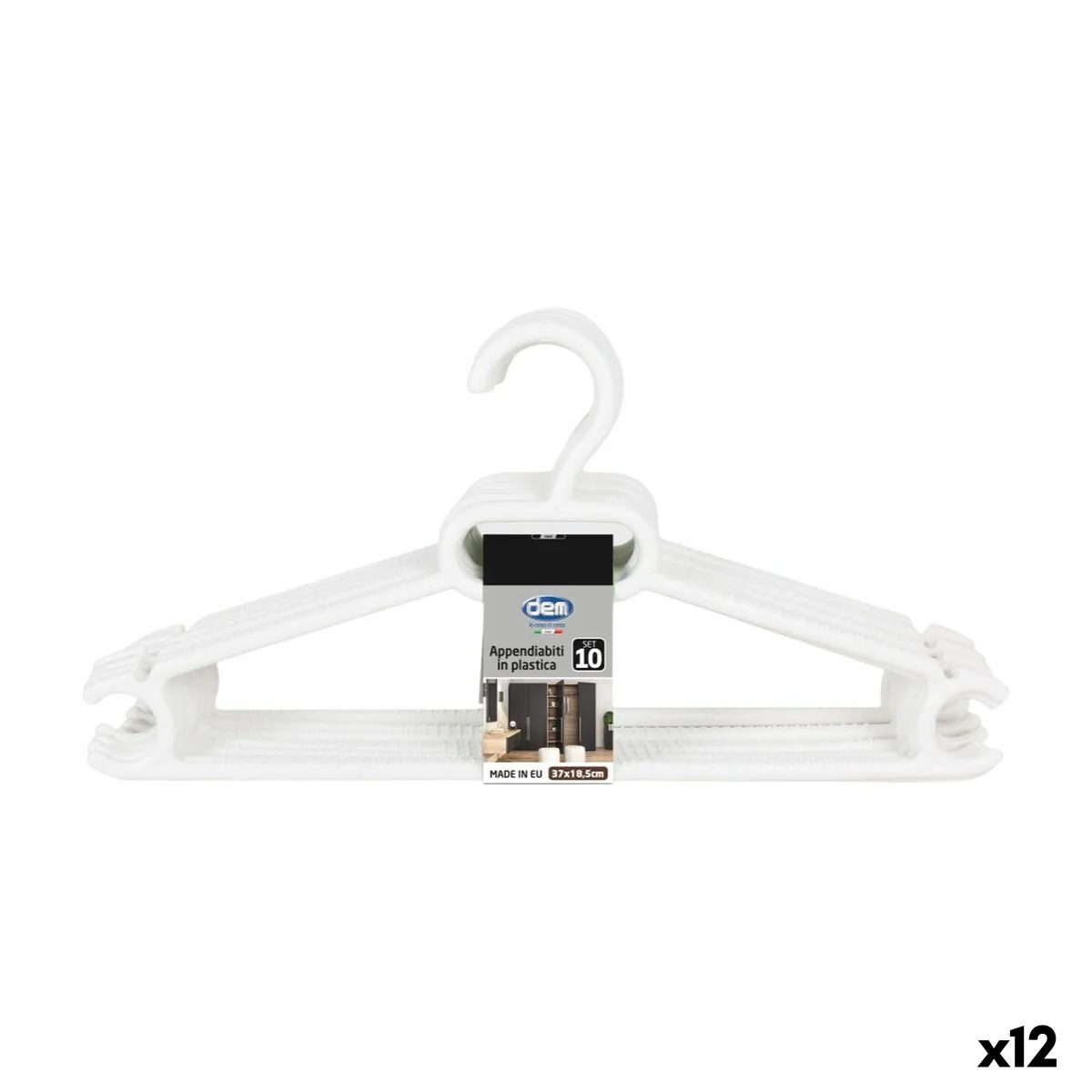 JUEGO DE PERCHAS DEM COLORES PLÁSTICO 0,5 X 37 X 18,5 CM 10 PIEZAS (12 UNIDADES)