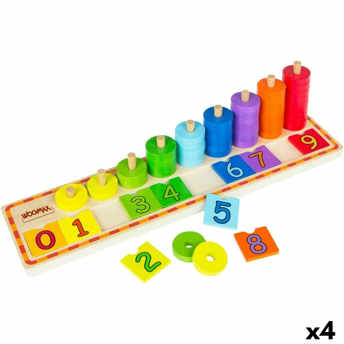 JUEGO EDUCACIÓN INFANTIL WOOMAX NÚMEROS 56 PIEZAS 4 UNIDADES 43 X 11 X 11 CM