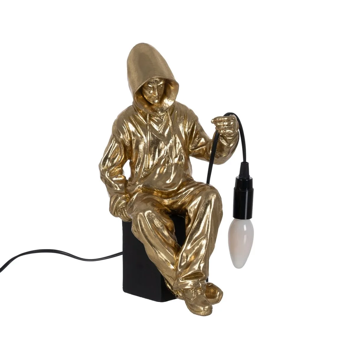 LÁMPARA DE MESA NEGRO DORADO RESINA