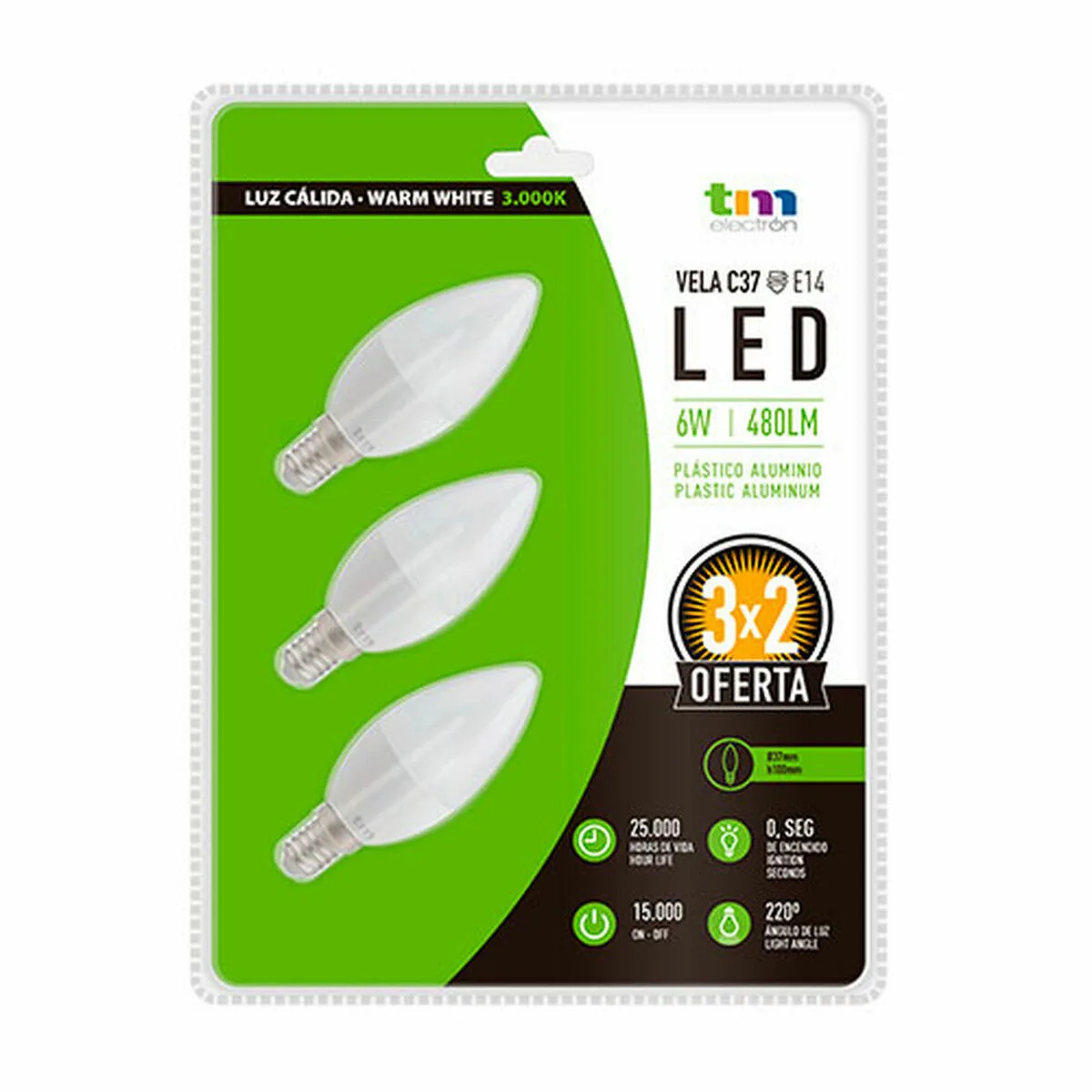 BOMBILLA LED TM ELECTRON E14 3000 K