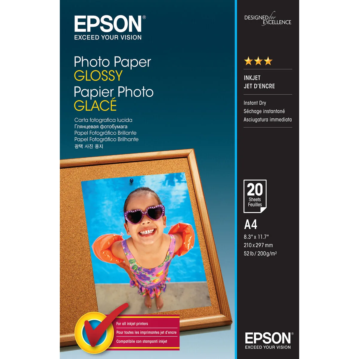 PACK DE TINTA Y PAPEL FOTOGRÁFICO EPSON C13S042538 A4 20 HOJAS (1 UNIDAD)