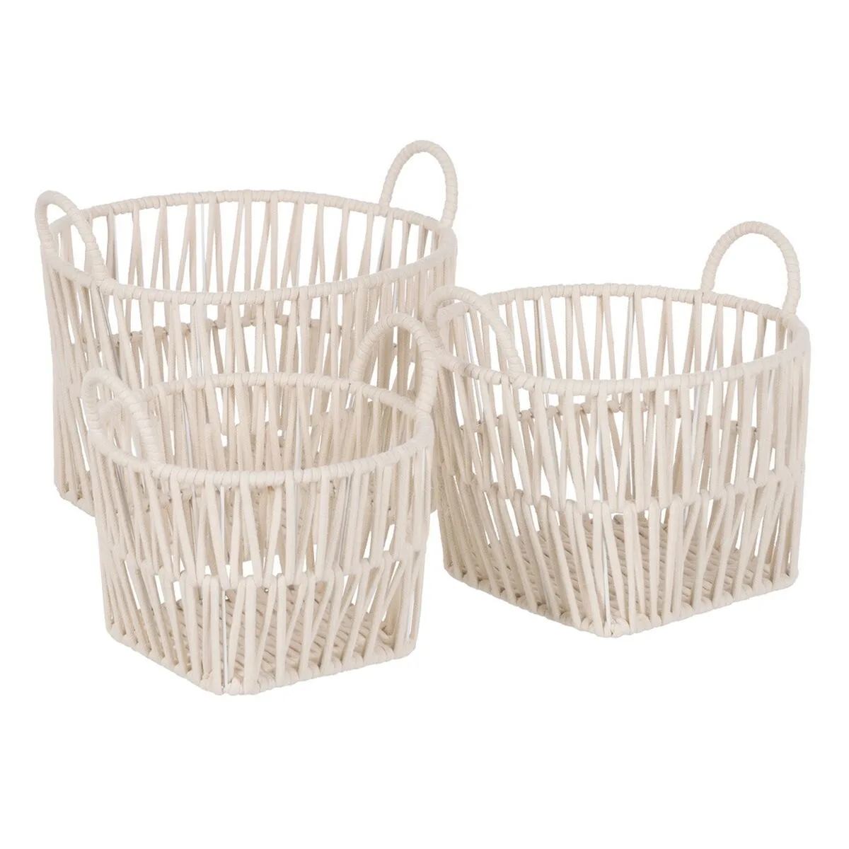 JUEGO DE CESTOS BLANCO CUERDA 38 X 38 X 32 CM (3 PIEZAS)