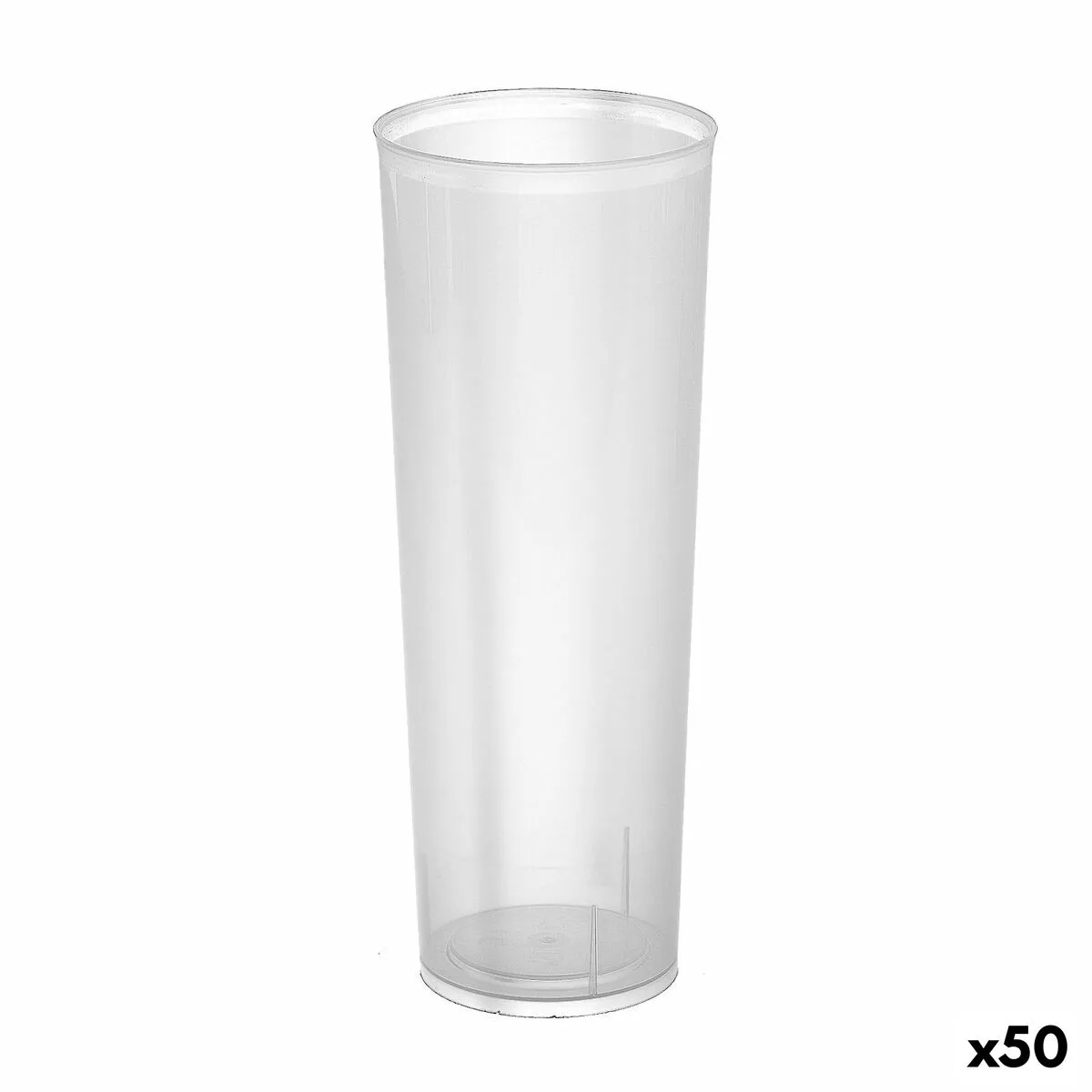 SET DE VASOS REUTILIZABLES ALGON DE TUBO TRANSPARENTE 10 PIEZAS 300 ML (50 UNIDADES)