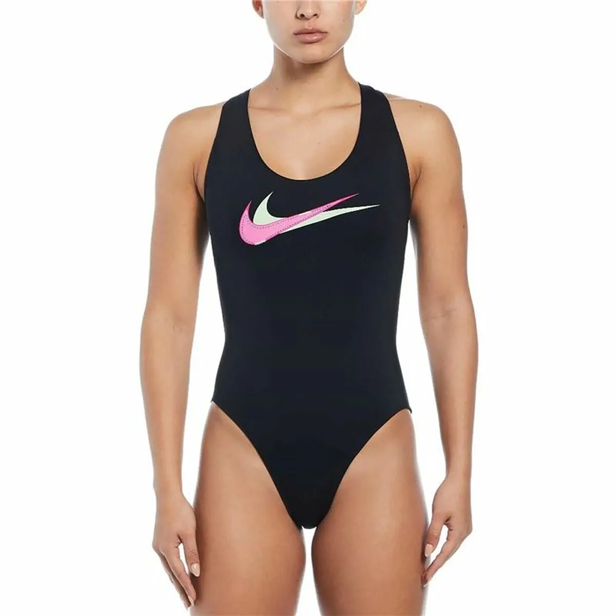 BAÑADOR MUJER NIKE MULTI LOGO NEGRO