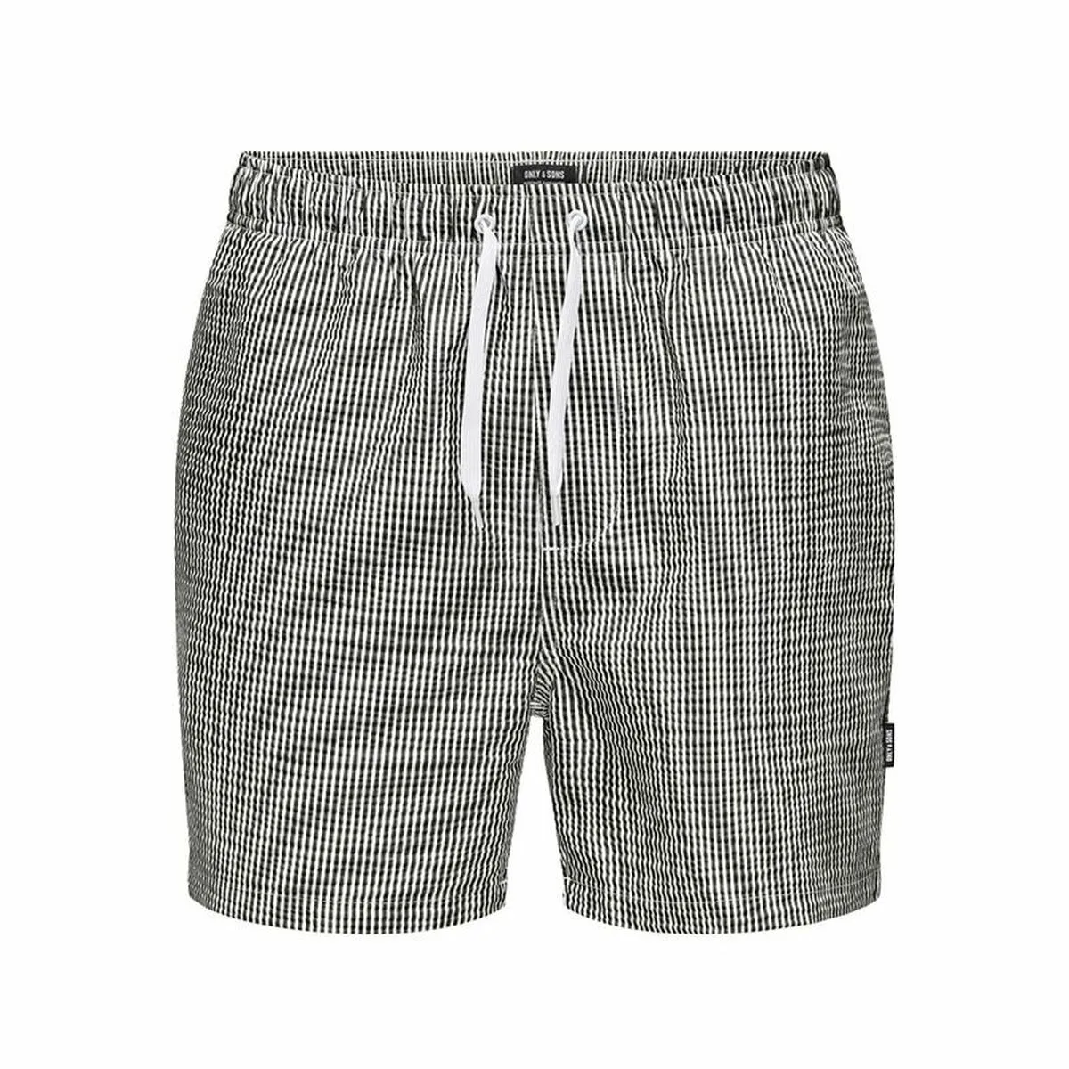 BAÑADOR HOMBRE ONLY & SONS ONSTED STRIPE SEERSUCKER BLANCO NEGRO