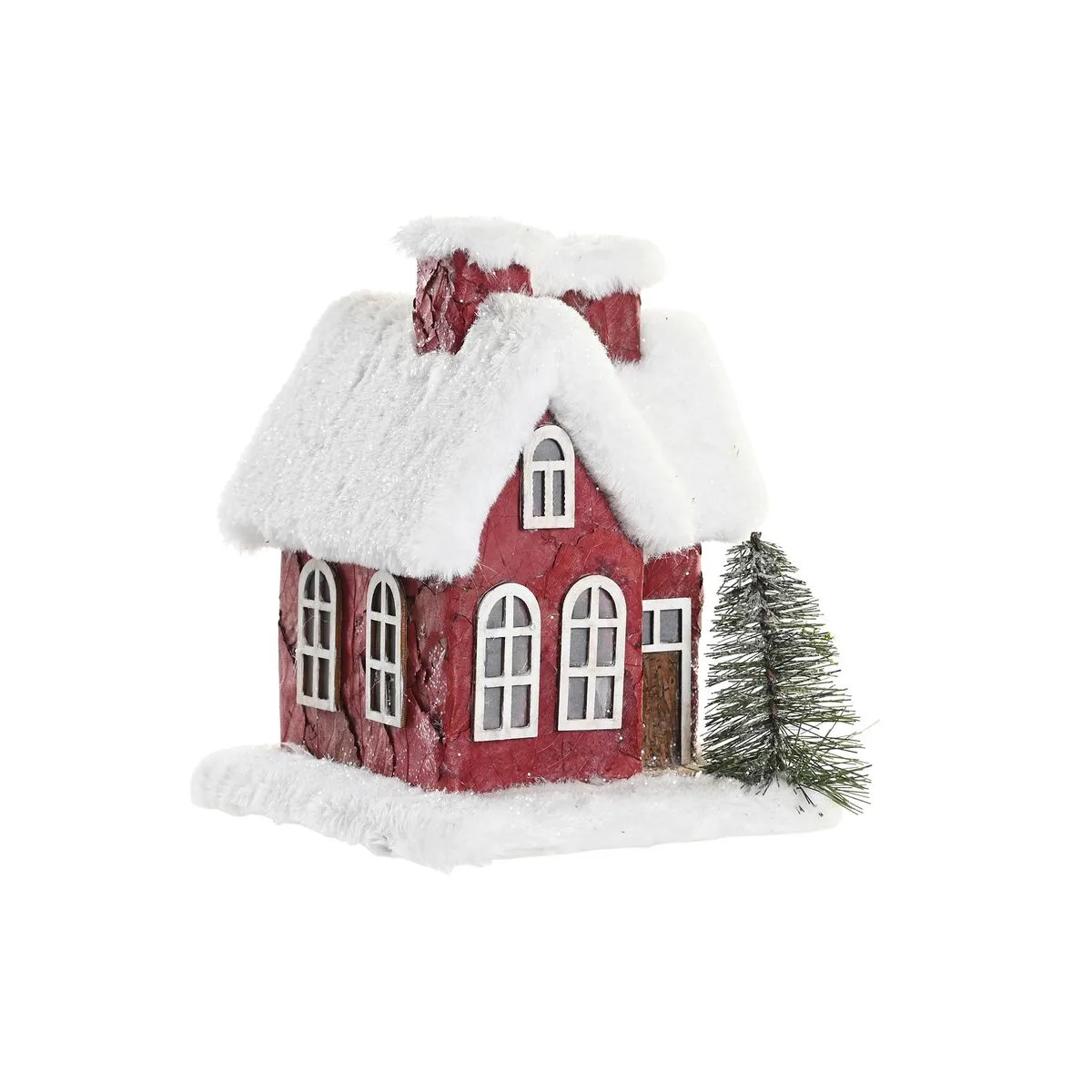 CASA DE MINIATURA DKD HOME DECOR BLANCO ROJO 17 X 16,5 X 17 CM (2 UNIDADES)