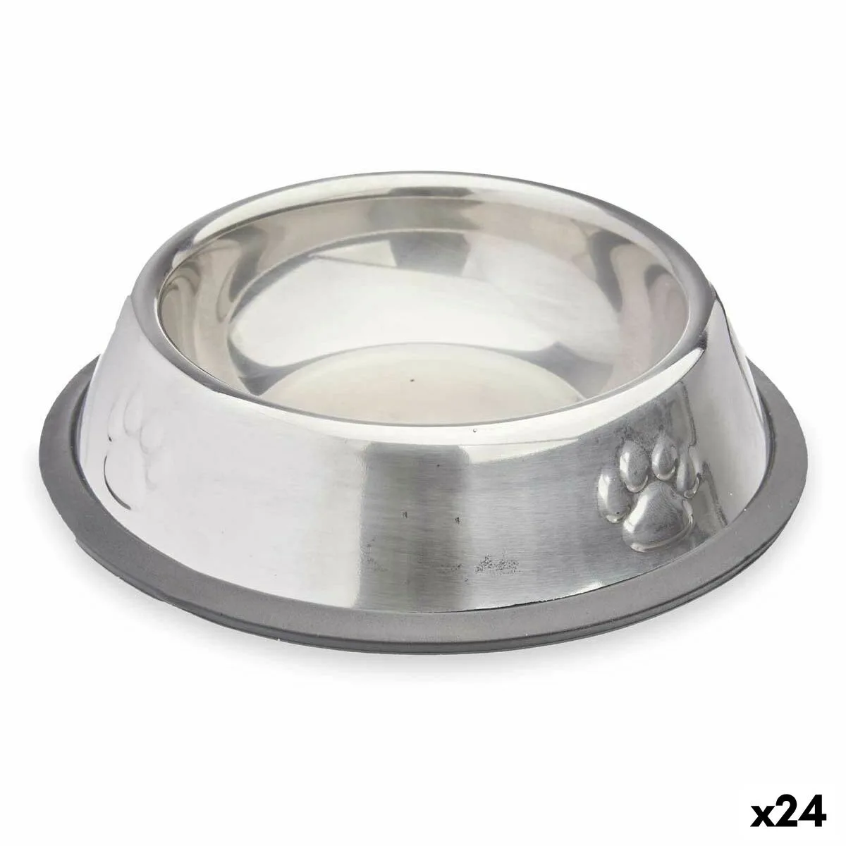 COMEDERO PARA PERRO MASCOW 312 GRIS PLATEADO GOMA METAL 15 X 4 X 15 CM (24 UNIDADES)