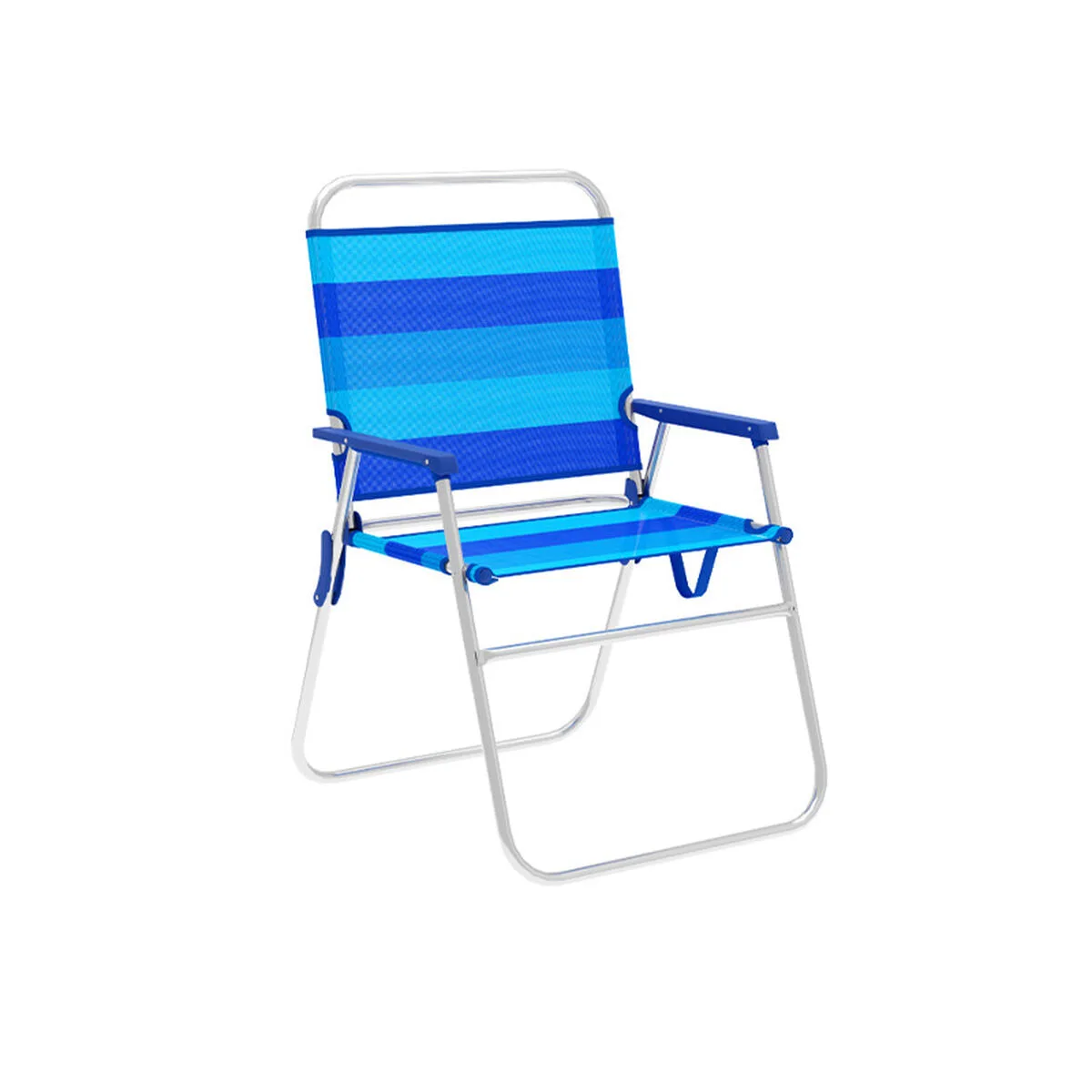 MARBUENO SILLA PLEGABLE ALUMINIO CON COJIN RAYAS AZULES PLAYA Y PISCINA 52X56X80 CM 10244
