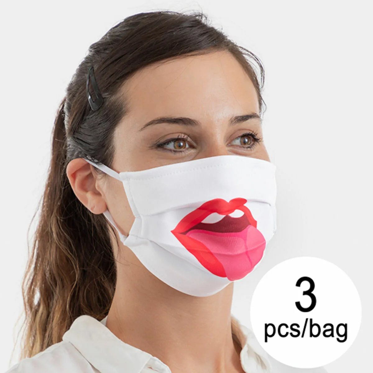 MASCARILLA HIGIÉNICA DE TELA REUTILIZABLE TONGUE LUANVI TALLA M PACK DE 3 UDS