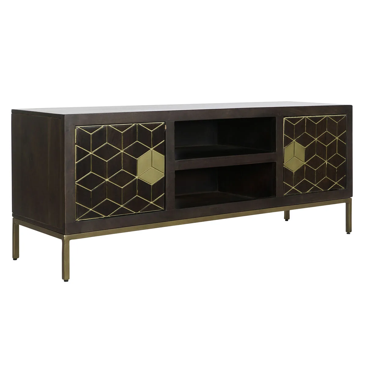 MUEBLE DE TV DKD HOME DECOR 140 X 40 X 55 CM NEGRO METAL ACACIA