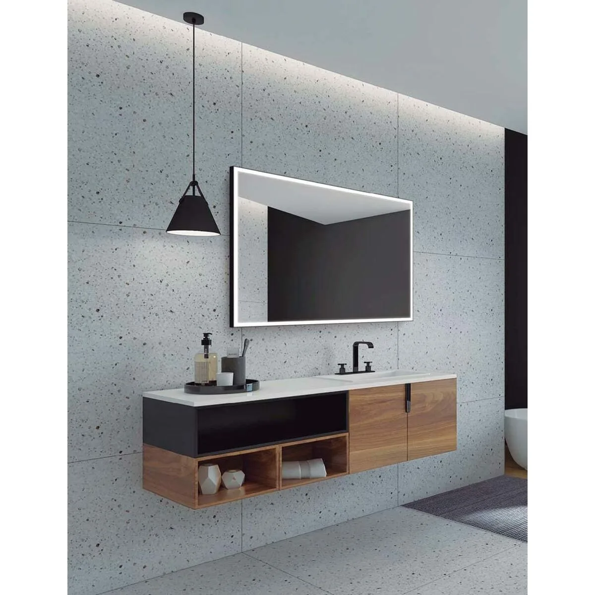 ESPEJO DE BAÑO CON LUZ LED LEDIMEX SUIZ010-70NG 70 X 80 CM