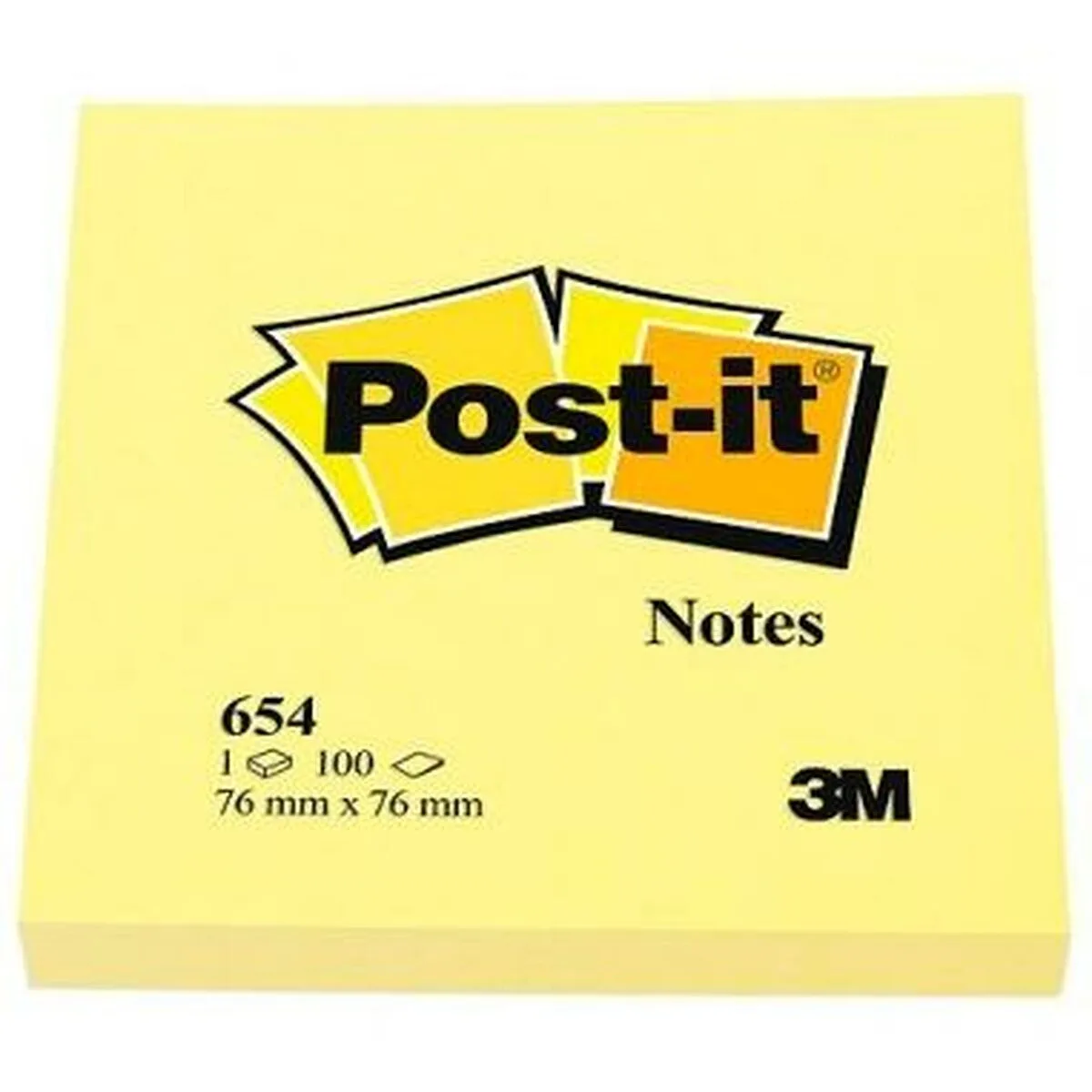 NOTAS ADHESIVAS POST-IT CANARY YELLOW AMARILLO 7,6 X 7,6 CM 24 PIEZAS 76 X 76 MM