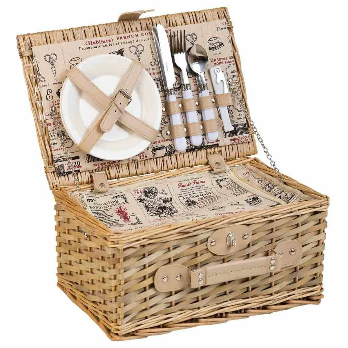 CESTA DE PICNIC ALEXANDRA HOUSE LIVING GRIS NATURAL MIMBRE