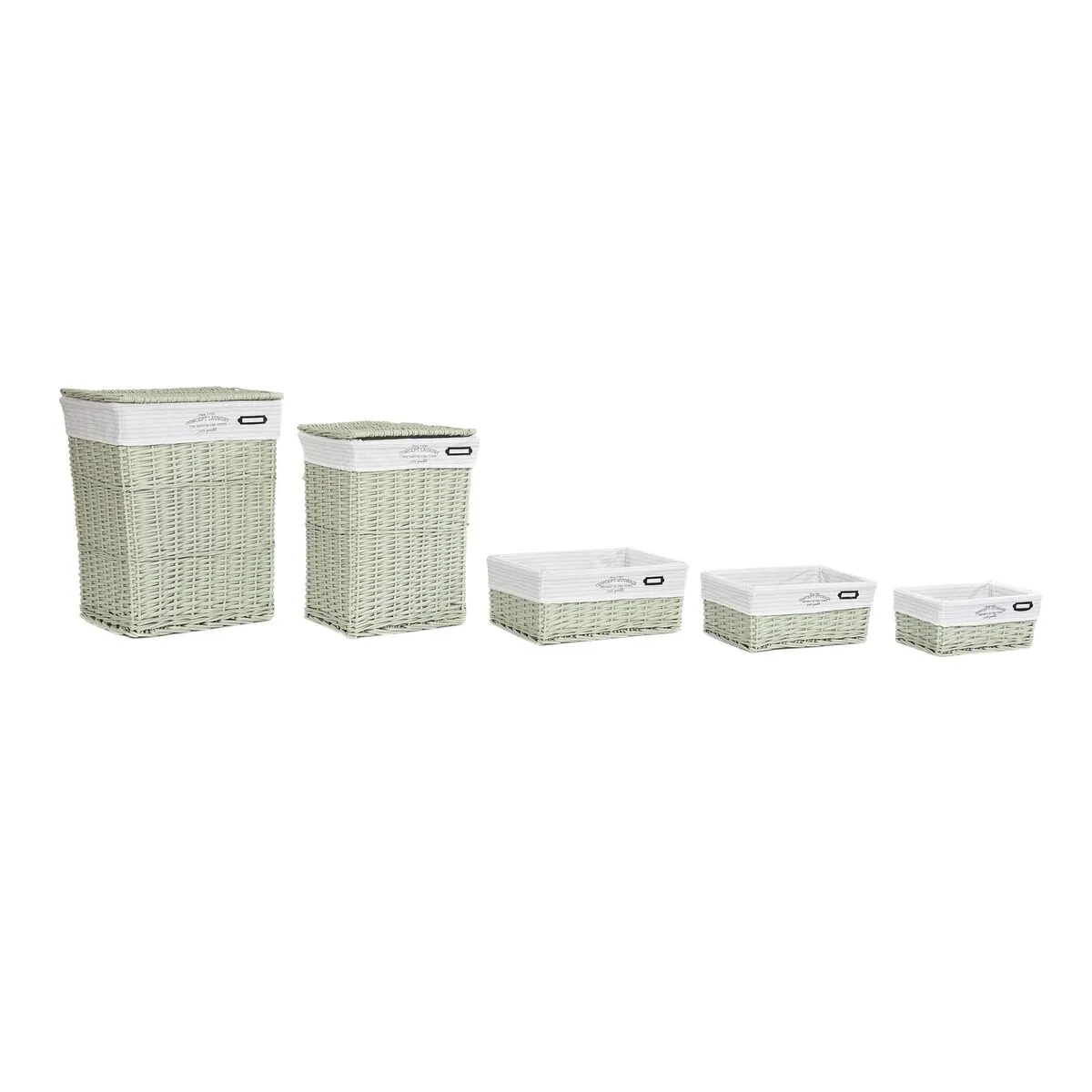 CESTA MULTIUSOS DKD HOME DECOR VERDE MIMBRE 44 X 34 X 56 CM 5 PIEZAS