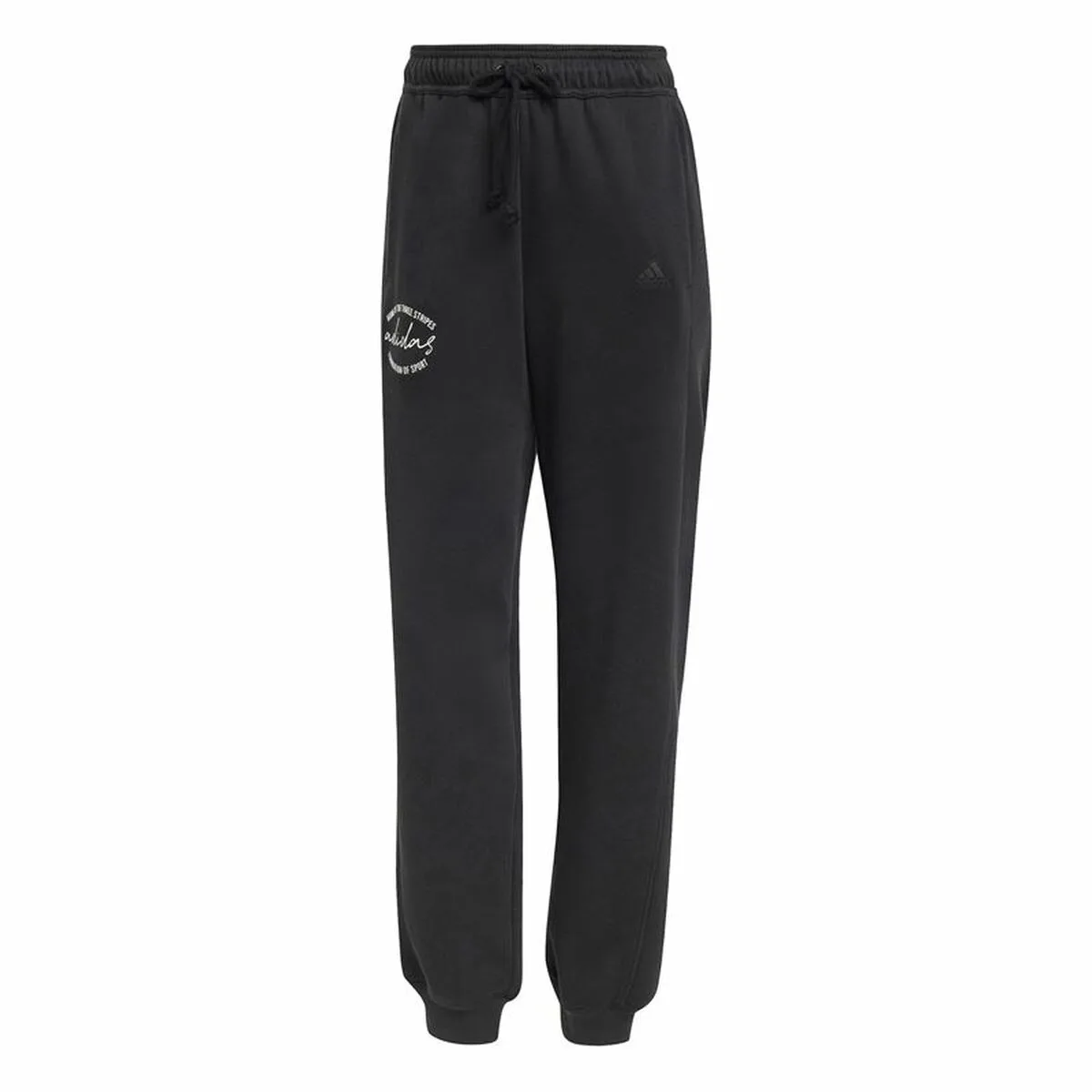 PANTALÓN LARGO DEPORTIVO ADIDAS SIGNATURE GRAPHIC PRINT FLEECE LOOSE NEGRO MUJER