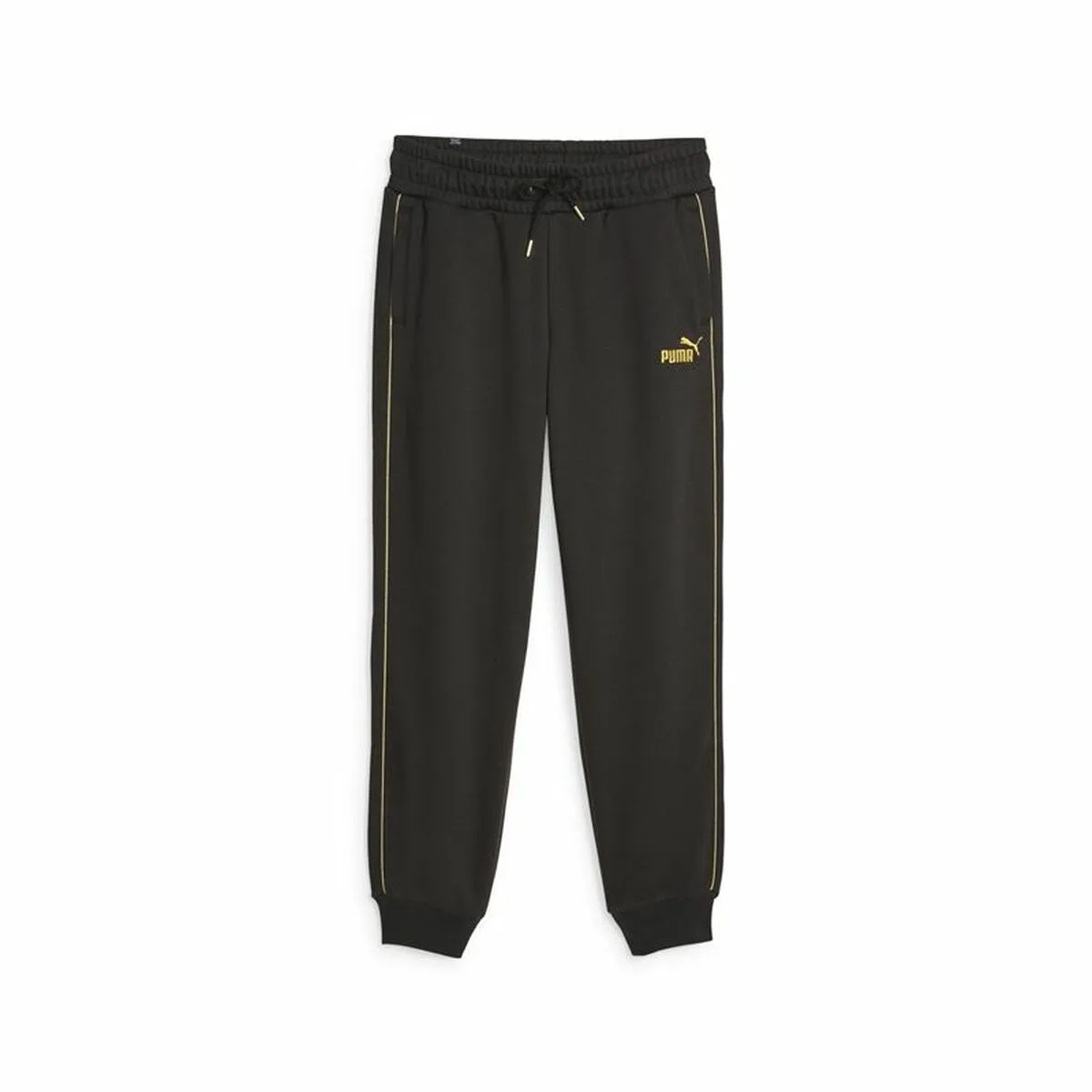PANTALÓN LARGO DEPORTIVO PUMA ESS+ MINIMAL GOLD NEGRO MUJER