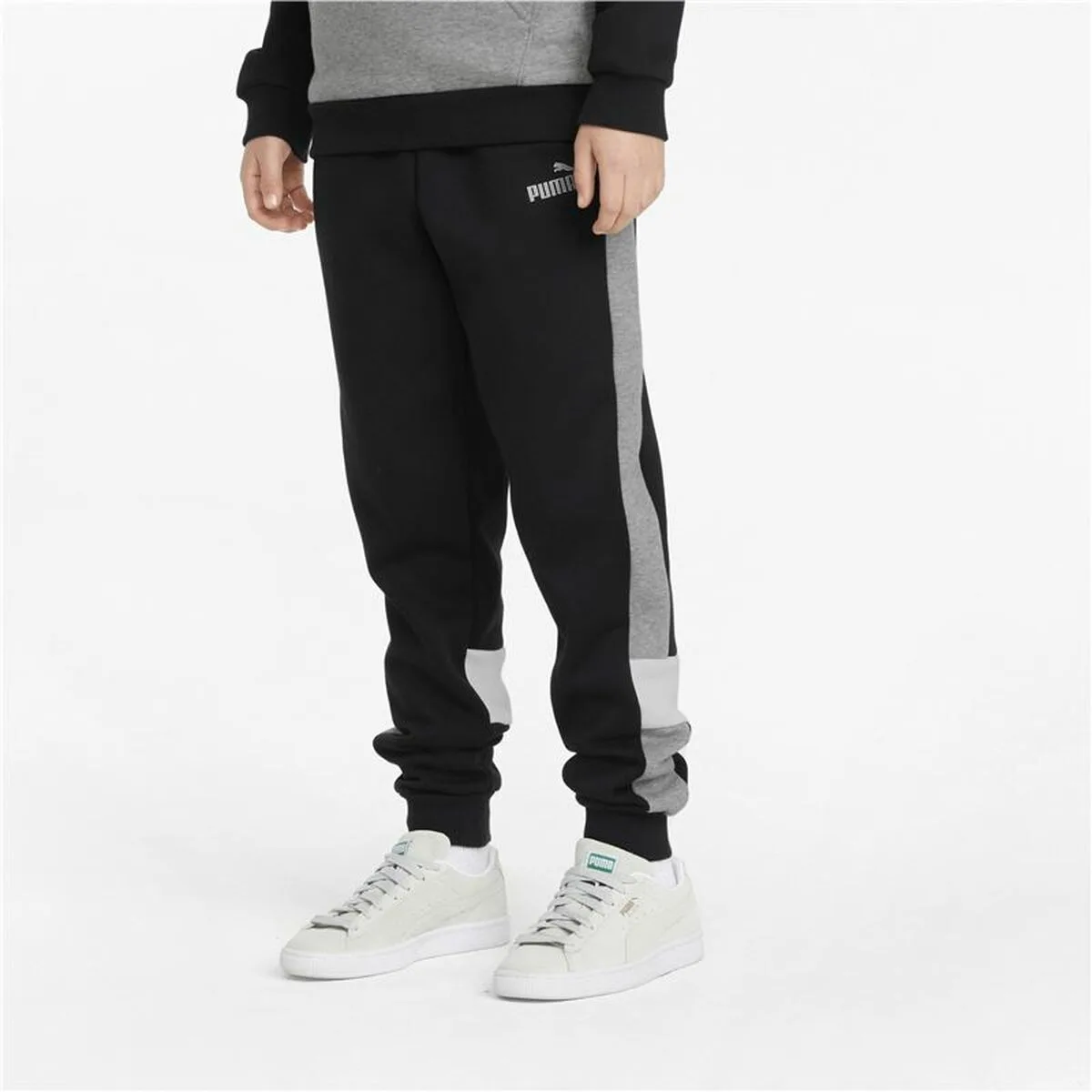 PANTALÓN DE CHÁNDAL PARA NIÑOS PUMA ESSENTIALS+ COLORBLOCK NEGRO NIÑOS
