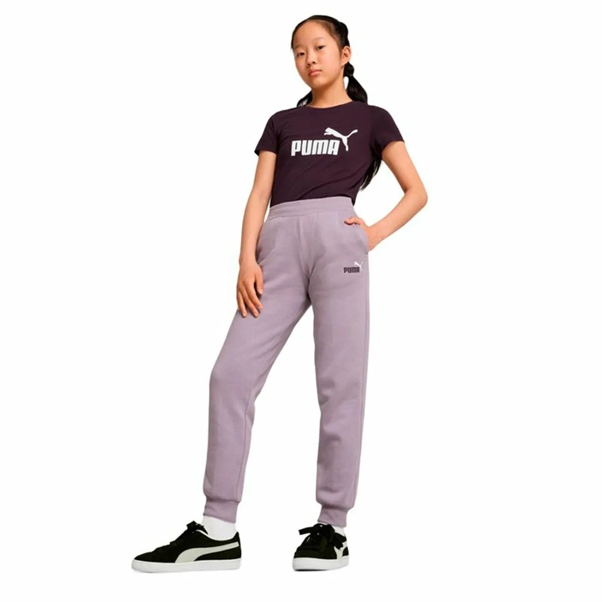 PANTALÓN DE CHÁNDAL PARA NIÑOS PUMA  ESSENTIALS MORADO