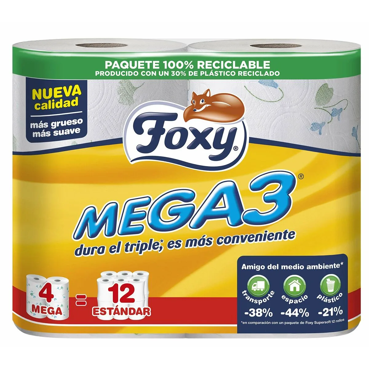 PAPEL HIGIÉNICO FOXY MEGA3 (4 UNIDADES)