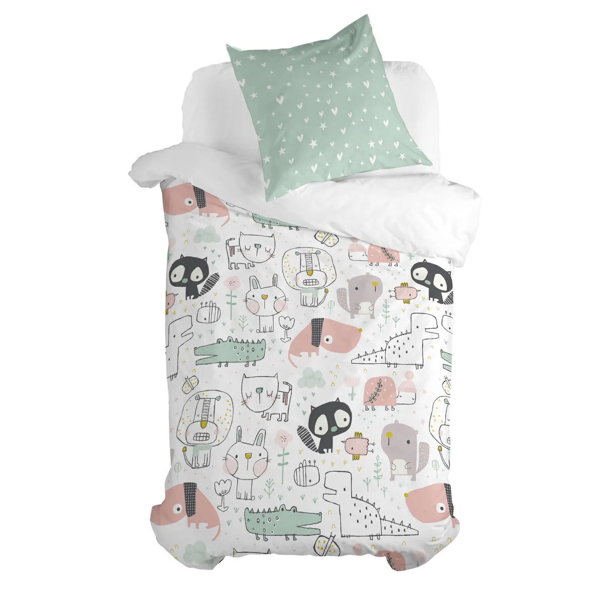 JUEGO DE FUNDA NÓRDICA HAPPYFRIDAY MOSHI MOSHI BEST BUDDIES MULTICOLOR CAMA DE 105 2 PIEZAS