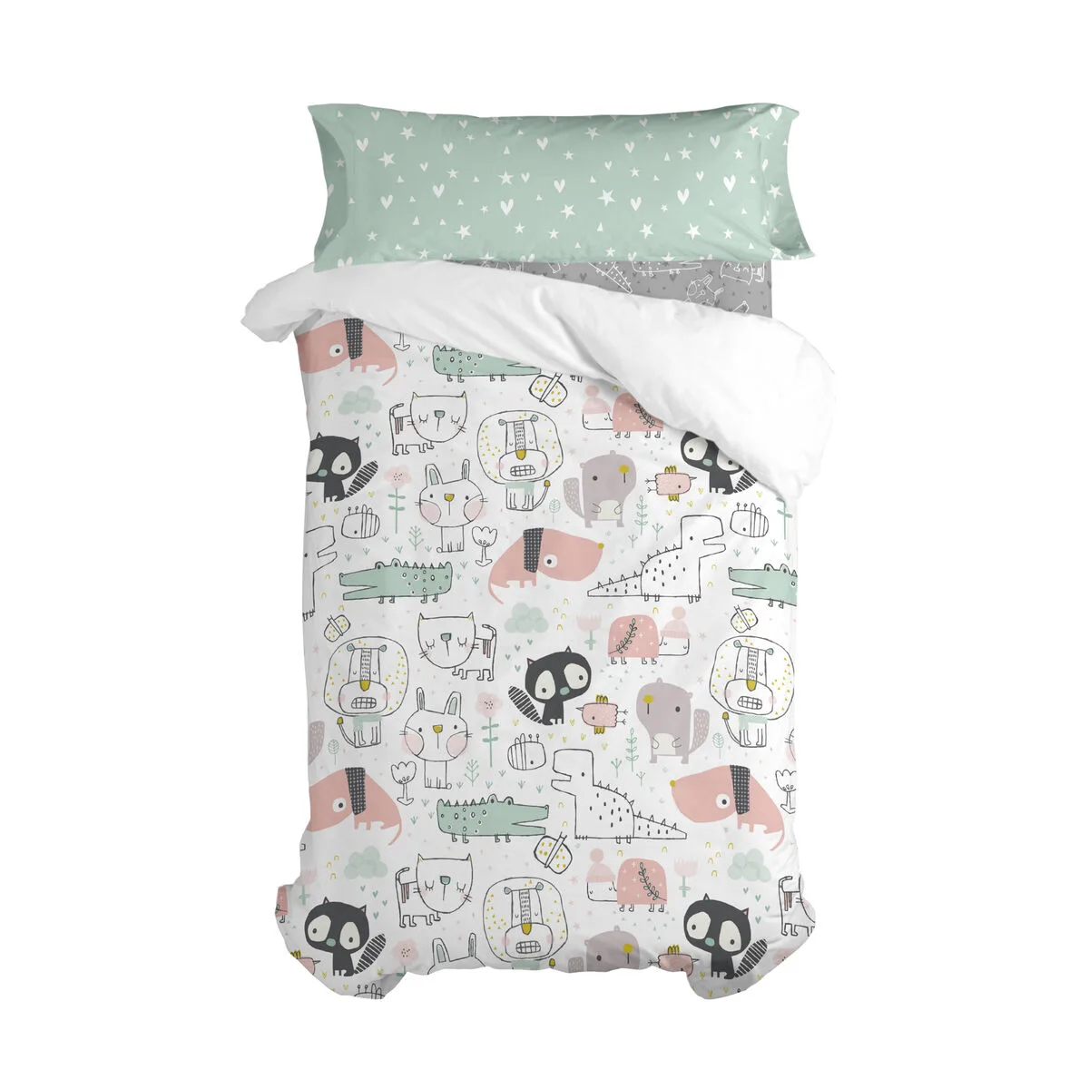 JUEGO DE FUNDA NÓRDICA HAPPYFRIDAY MOSHI MOSHI BEST BUDDIES MULTICOLOR CAMA DE 105 2 PIEZAS
