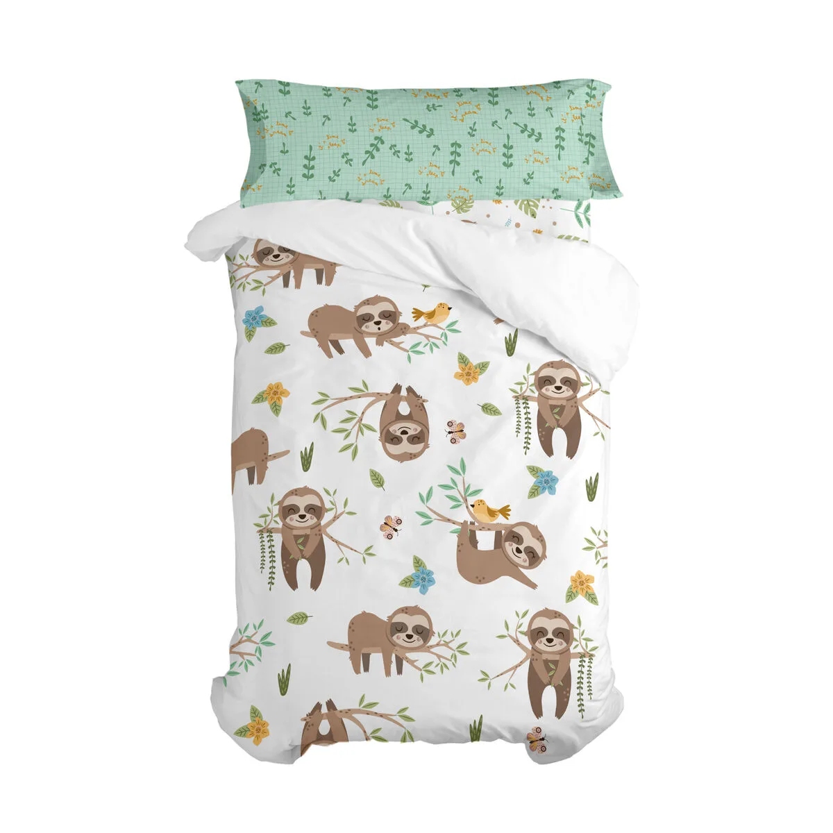 JUEGO DE FUNDA NÓRDICA HAPPYFRIDAY MOSHI MOSHI HAPPY SLOTH MULTICOLOR CAMA DE 105 2 PIEZAS