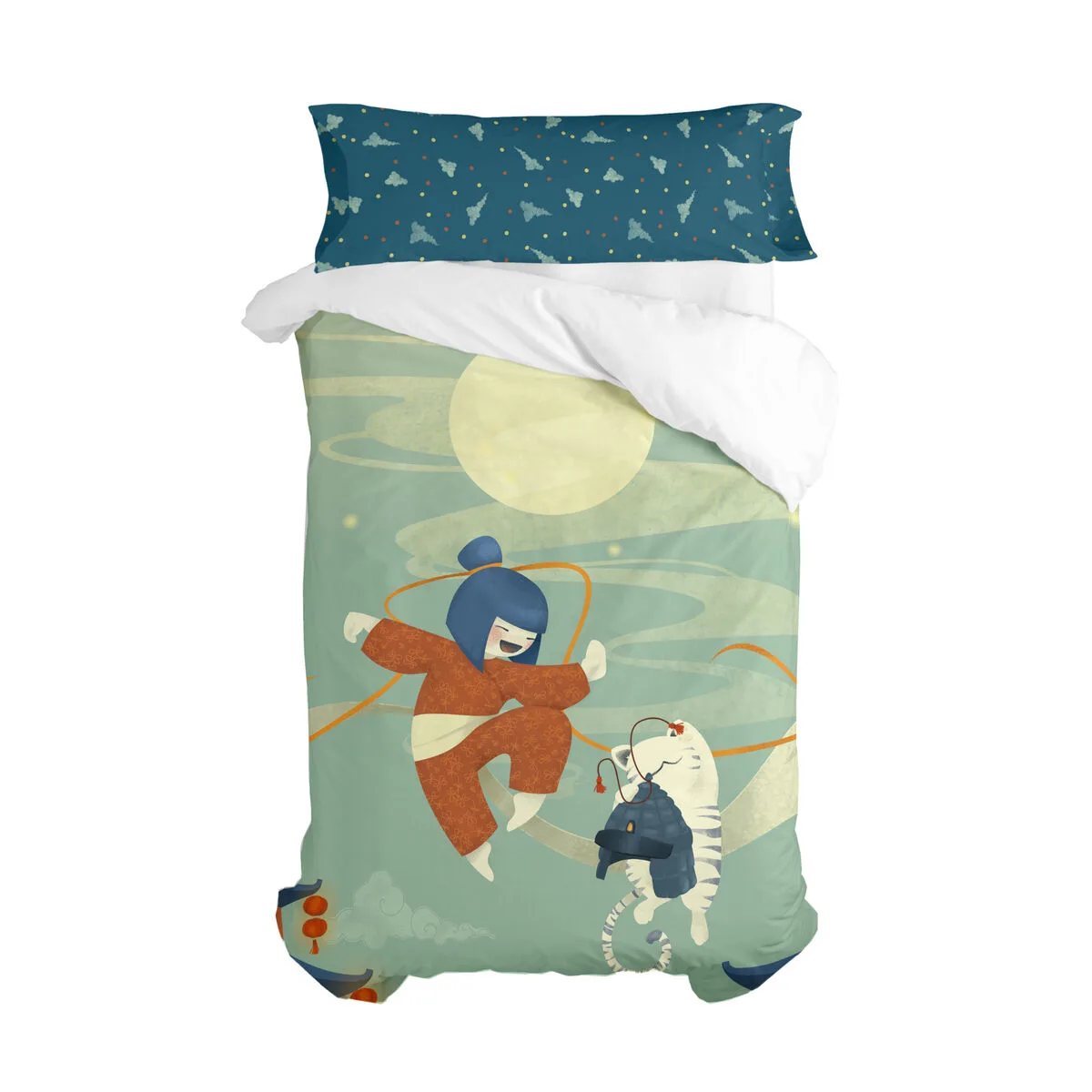 JUEGO DE FUNDA NÓRDICA HAPPYFRIDAY MR FOX THE WARRIOR MULTICOLOR CAMA DE 80 2 PIEZAS