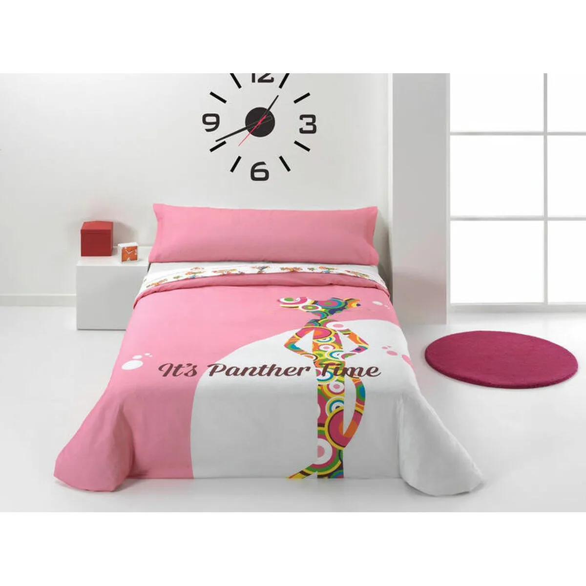 JUEGO DE FUNDA NÓRDICA HOSTELINE PINK PANTER PP MULTICOLOR CAMA DE 90 3 PIEZAS