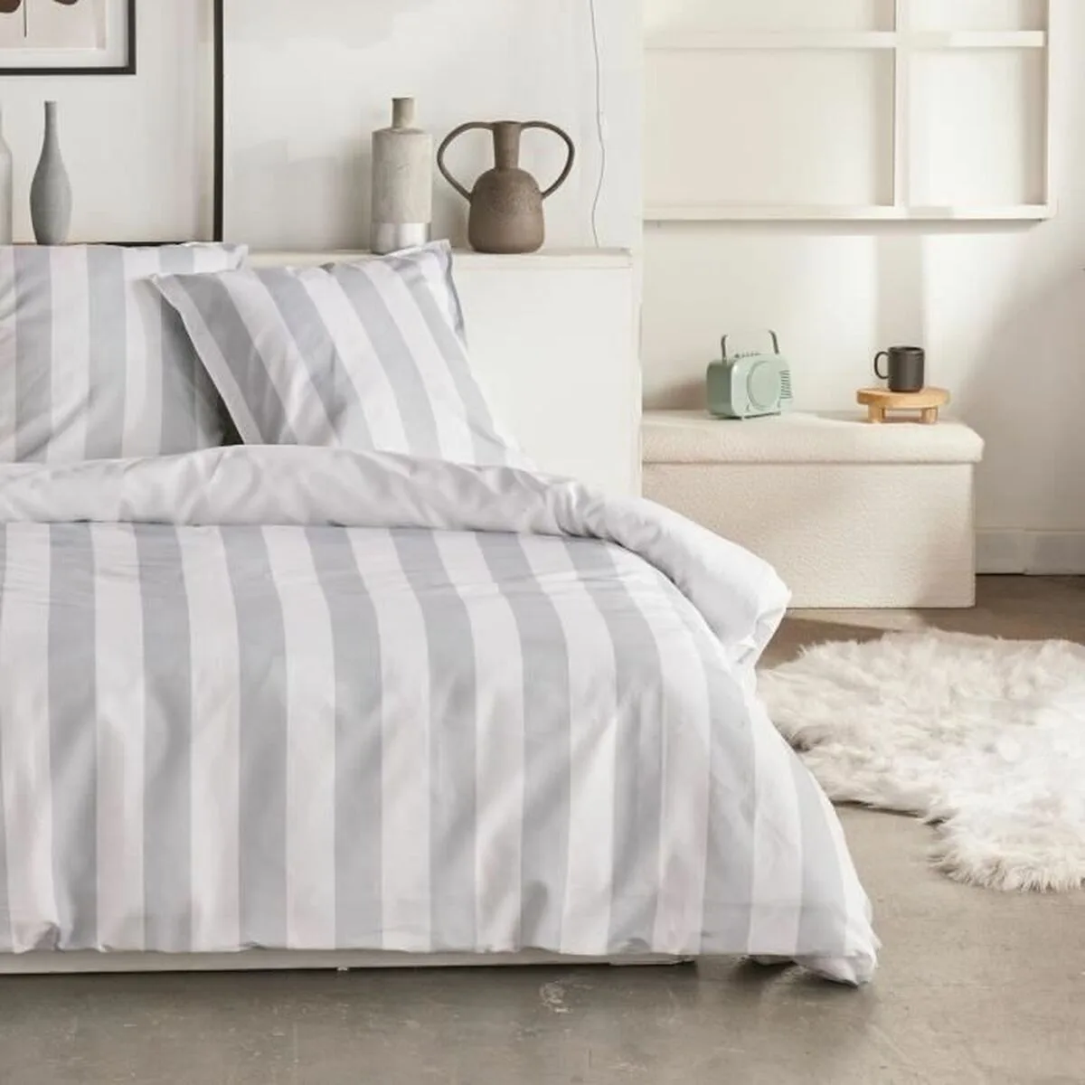 JUEGO DE FUNDA NÓRDICA TODAY BLANCO GRIS CAMA DE 200 220 X 240 CM