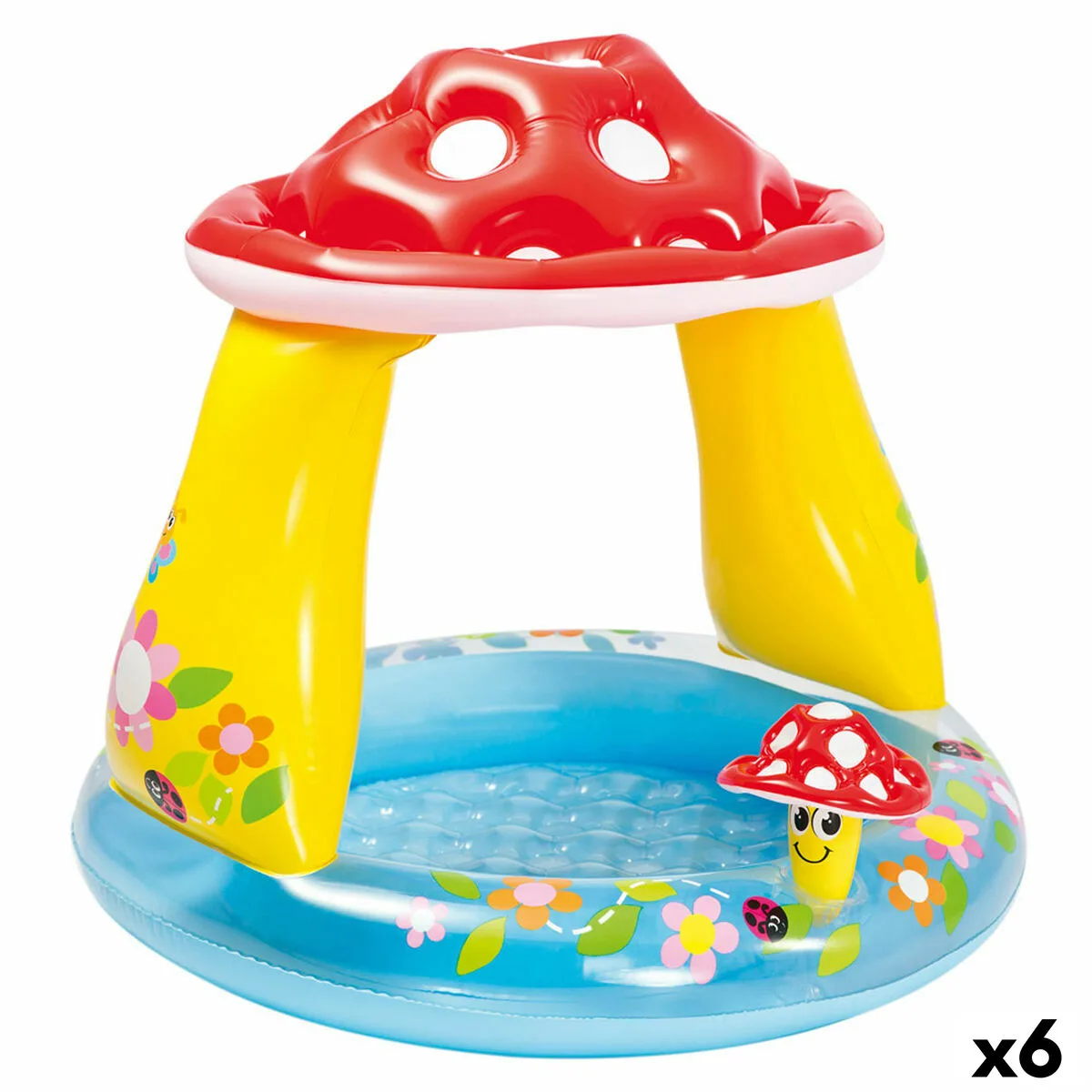 PISCINA HINCHABLE PARA NIÑOS INTEX CHAMPIÑONES TOLDO 45 L 102 X 89 X 102 CM (6 UNIDADES)