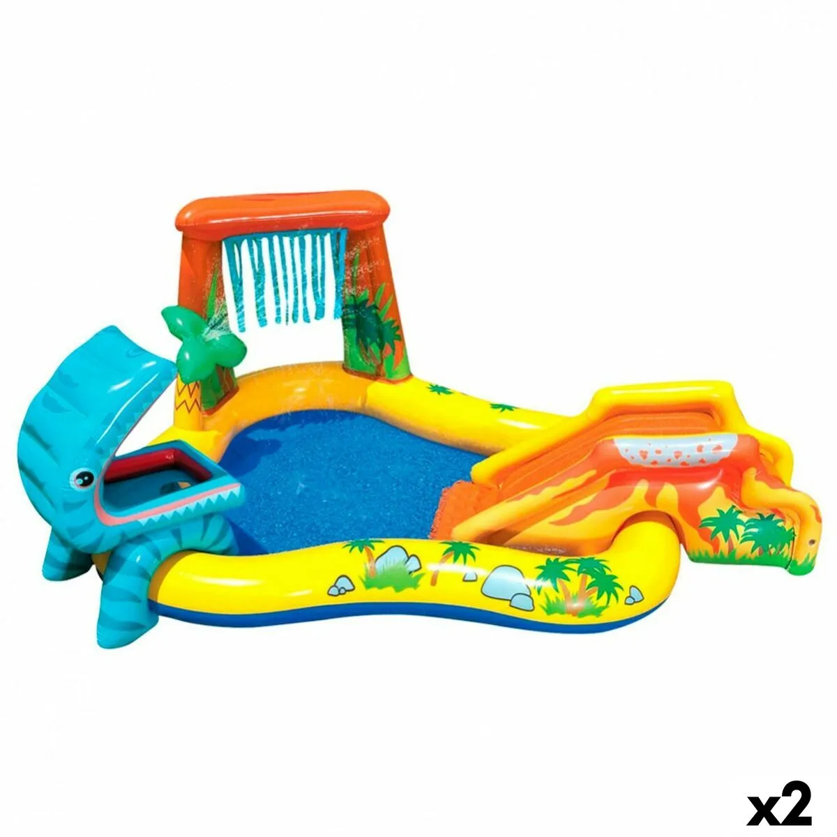 PISCINA HINCHABLE PARA NIÑOS INTEX PARQUE DE JUEGOS DINOSAURIOS 272 L 249 X 109 X 191 CM (2 UNIDADES)
