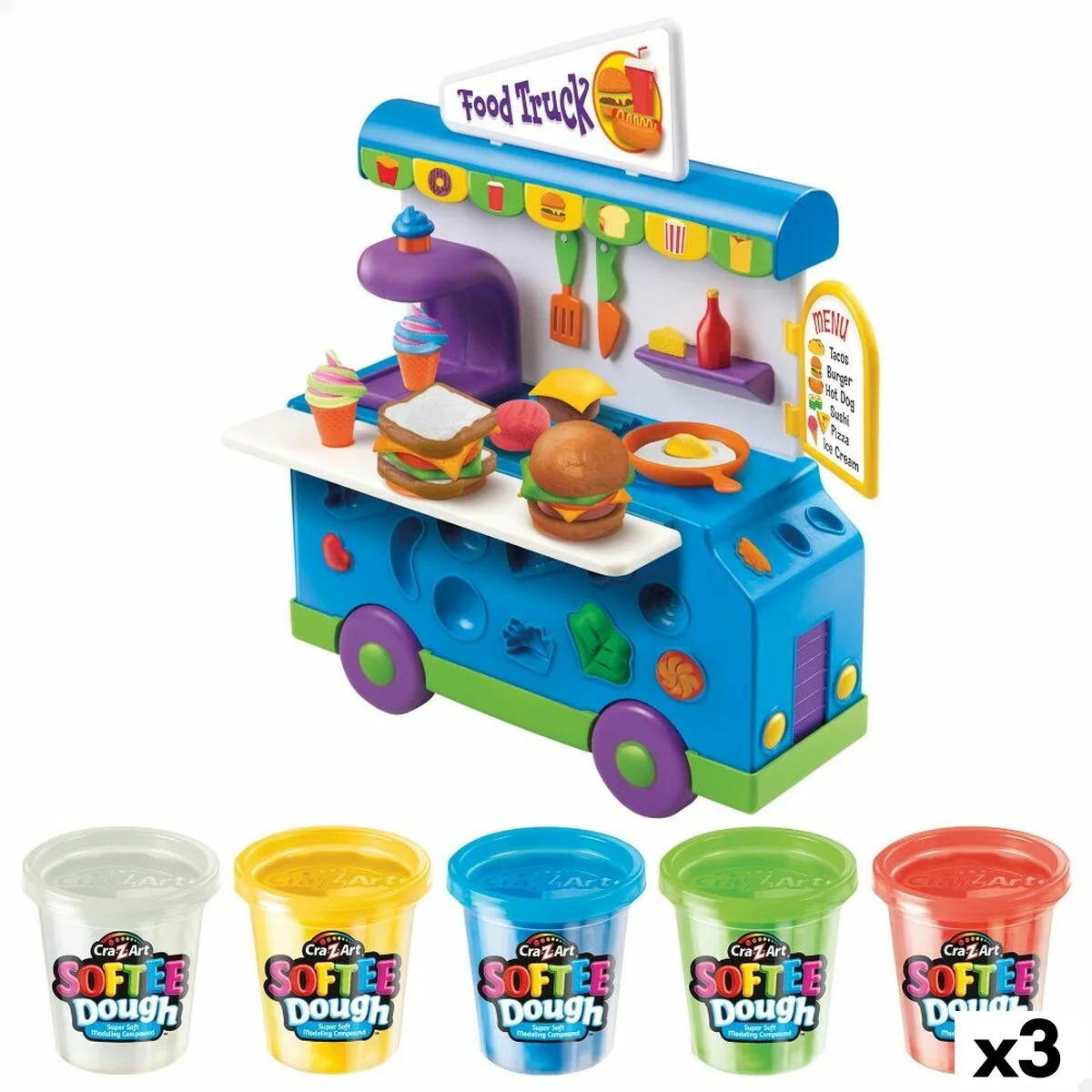 JUEGO DE PLASTILINA SOFTEE FOOD TRUCK (3 UNIDADES)