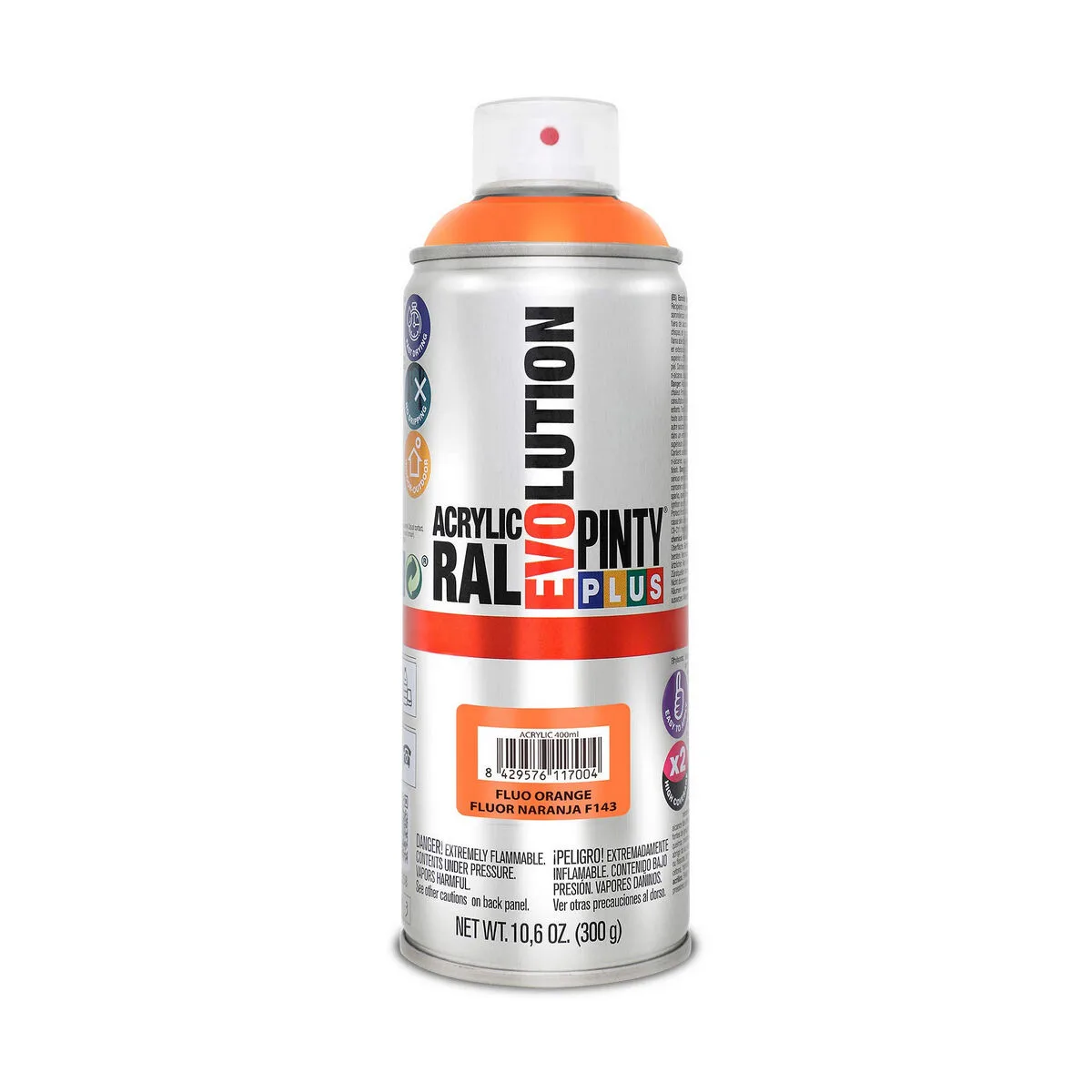 PINTURA EN SPRAY PINTYPLUS EVOLUTION F143 400 ML FLUORESCENTE NARANJA