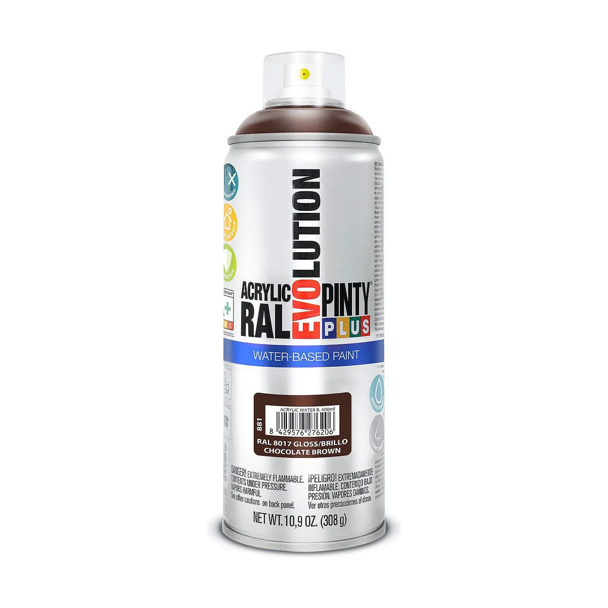 PINTURA EN SPRAY PINTYPLUS EVOLUTION RAL 8017 BASE DE AGUA CHOCOLATE 400 ML