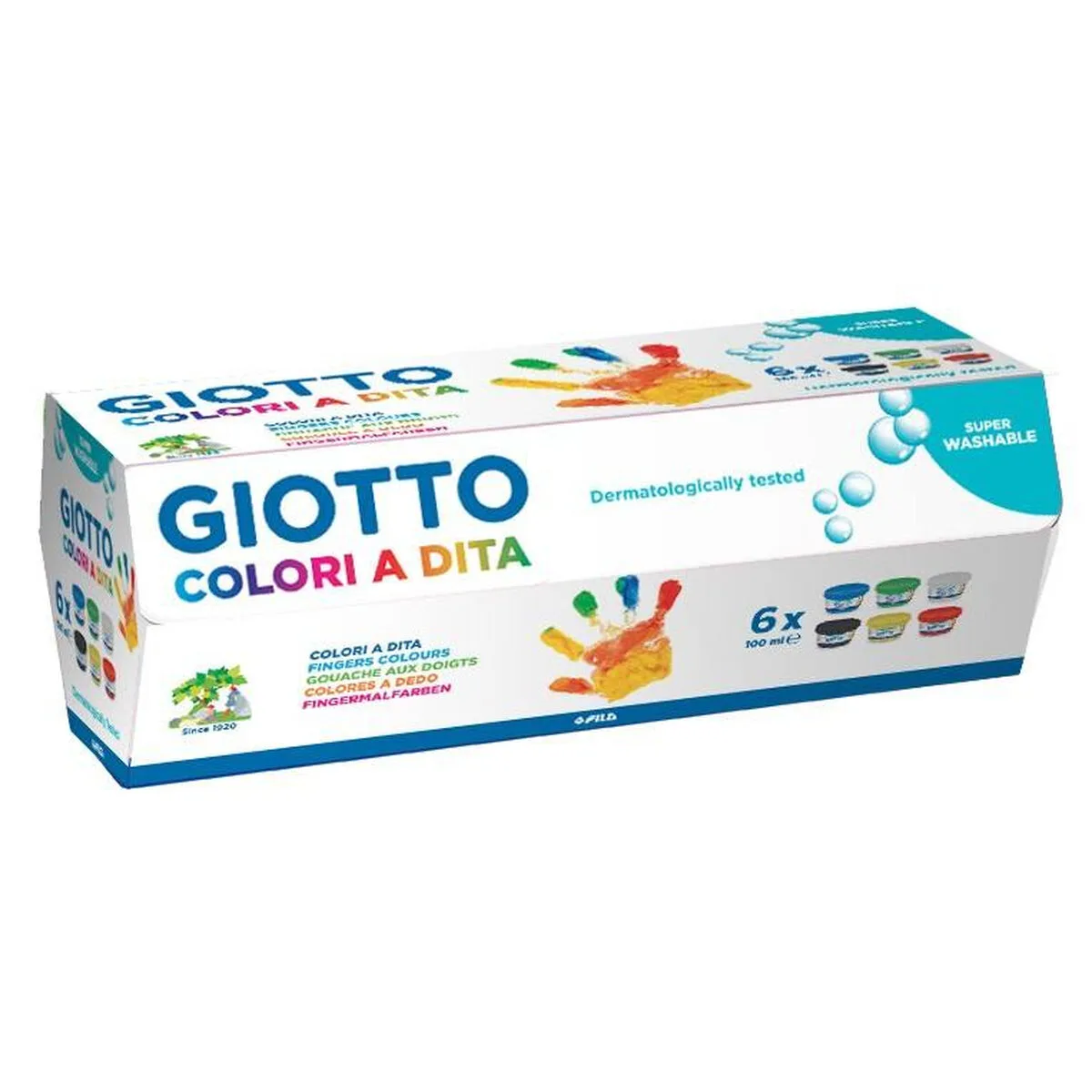 PINTURA DE DEDOS GIOTTO    MULTICOLOR 6 PIEZAS 100 ML