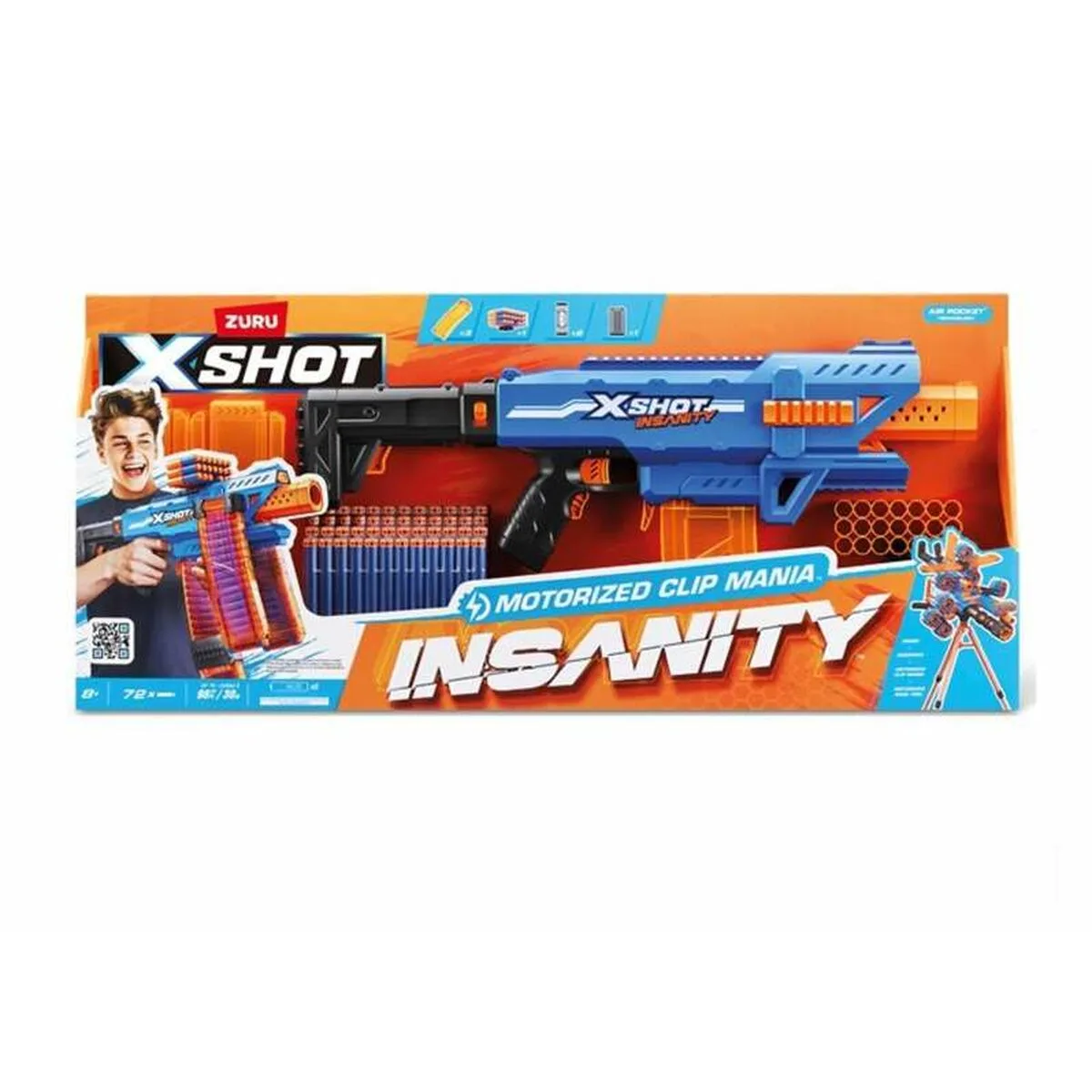 PISTOLA DE DARDOS X-SHOT INSANITY CLIP 80 X 40 CM