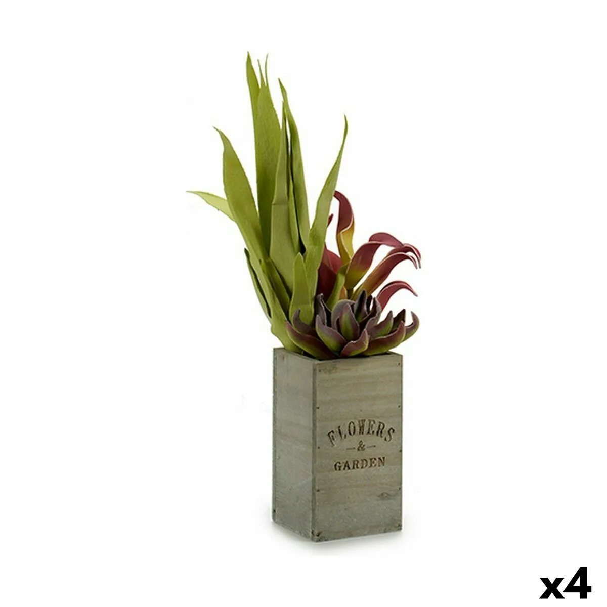 PLANTA DECORATIVA IBERGARDEN FLOWERS GARDEN 10 X 50 X 10 CM MARRÓN VERDE (4 UNIDADES)