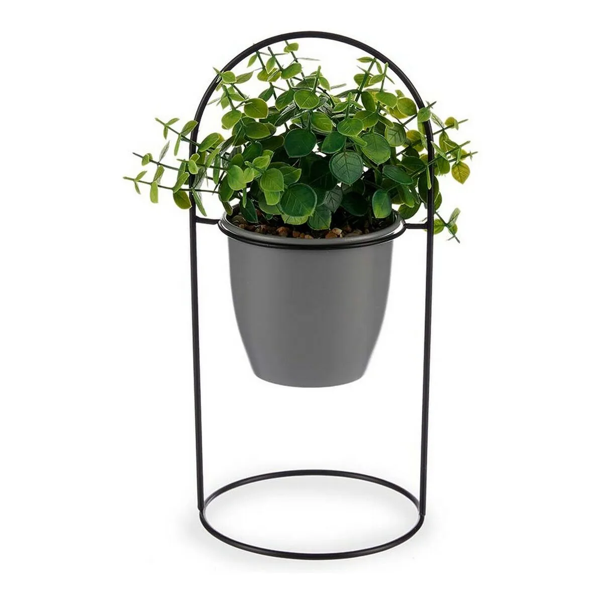PLANTA DECORATIVA IBERGARDEN QY-H093 METAL PLÁSTICO 21 X 30 X 21 CM CON SOPORTE GRIS