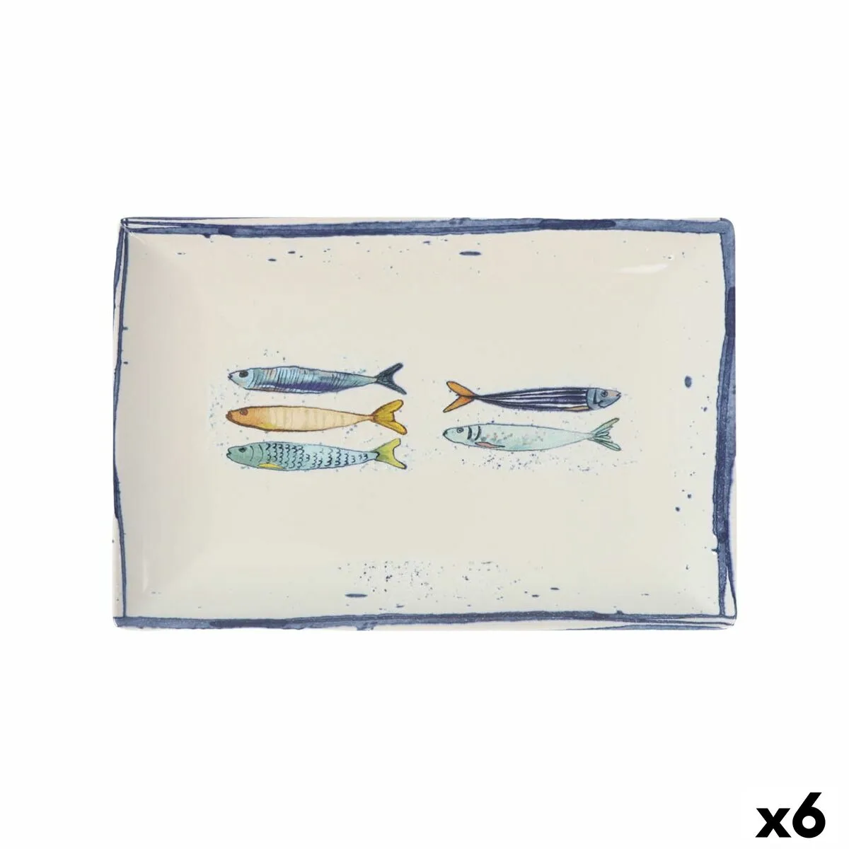 FUENTE DE COCINA LA MEDITERRÁNEA PEIXE RECTANGULAR PECES 30 X 20 X 2,5 CM (6 UNIDADES)