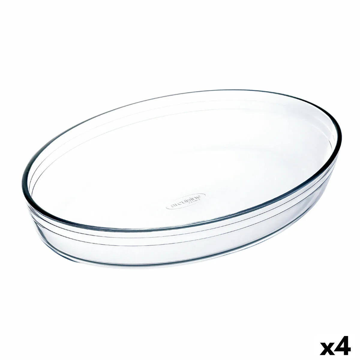 FUENTE PARA HORNO Ô CUISINE OCUISINE VIDRIO TRANSPARENTE VIDRIO OVALADA 40 X 28 X 7 CM (4 UNIDADES)