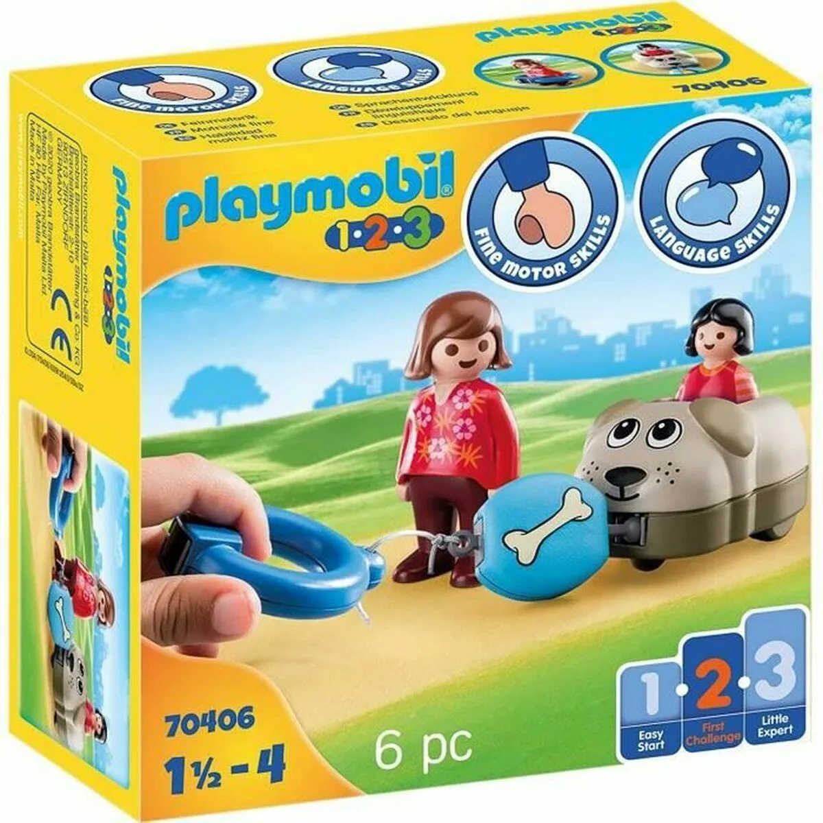 PLAYSET PLAYMOBIL 1.2.3 PERRO NIÑOS 70406 (6 PCS)