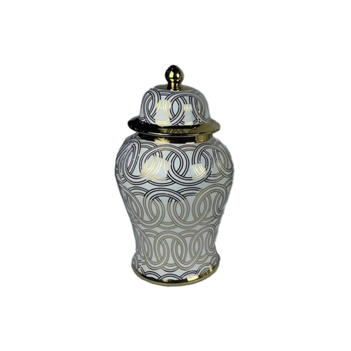 TIBOR DKD HOME DECOR PORCELANA DORADO BLANCO ORIENTAL (22 X 22 X 42 CM)