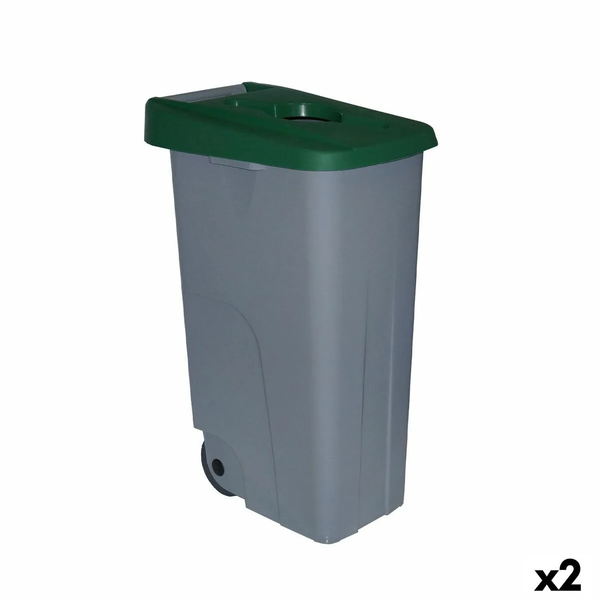 CUBO DE BASURA CON RUEDAS DENOX 85 L VERDE 58 X 41 X 76 CM