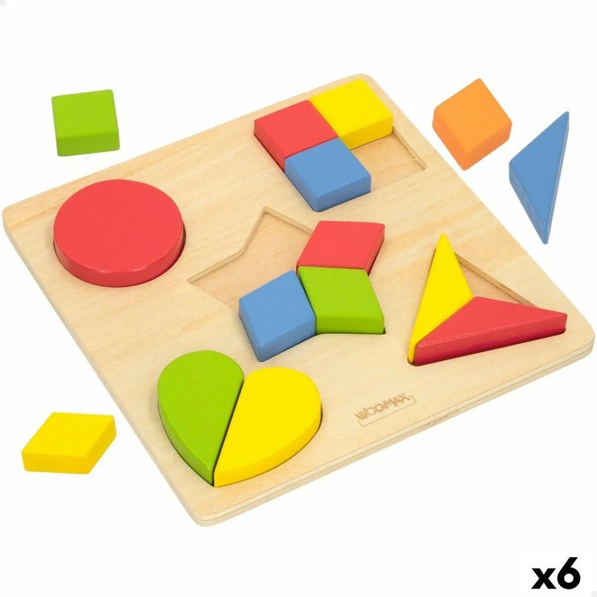 PUZZLE INFANTIL DE MADERA WOOMAX FORMAS + 12 MESES 16 PIEZAS (6 UNIDADES)