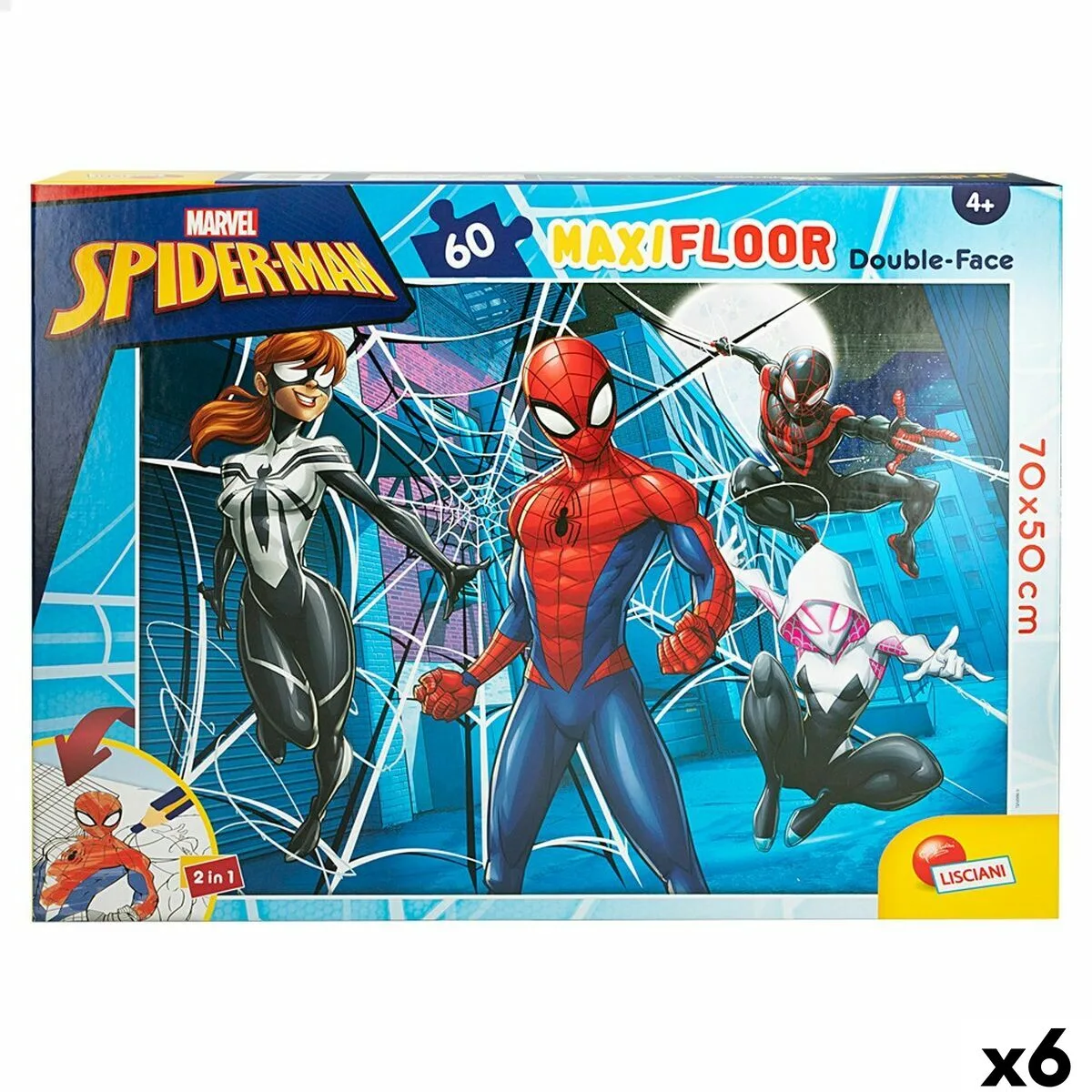 PUZZLE INFANTIL SPIDER-MAN DOBLE CARA 60 PIEZAS 70 X 1,5 X 50 CM (6 UNIDADES)