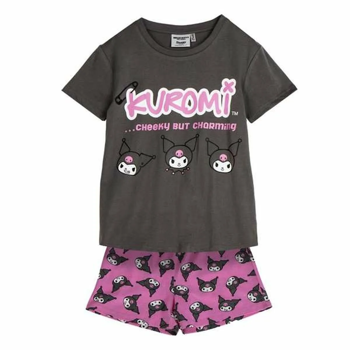 PIJAMA DE VERANO HELLO KITTY GRIS OSCURO