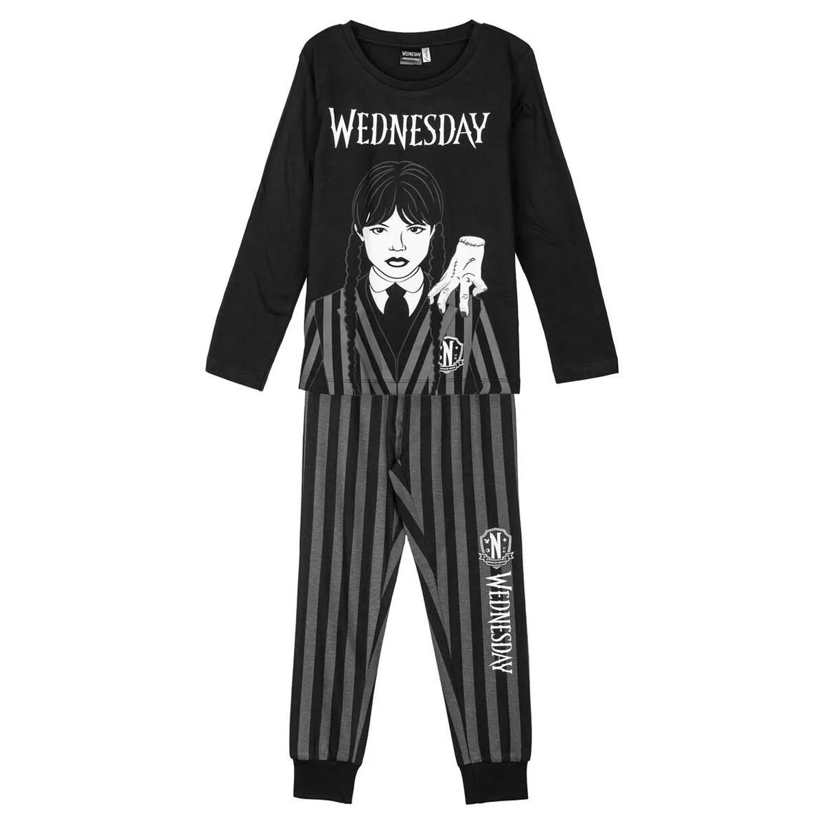 PIJAMA INFANTIL WEDNESDAY GRIS OSCURO