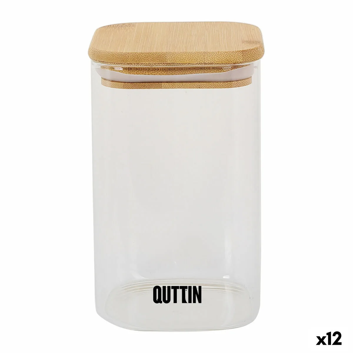 RECIPIENTE CONSERVADOR DE ALIMENTOS QUTTIN BAMBÚ VIDRIO DE BOROSILICATO 720 ML (12 UNIDADES)